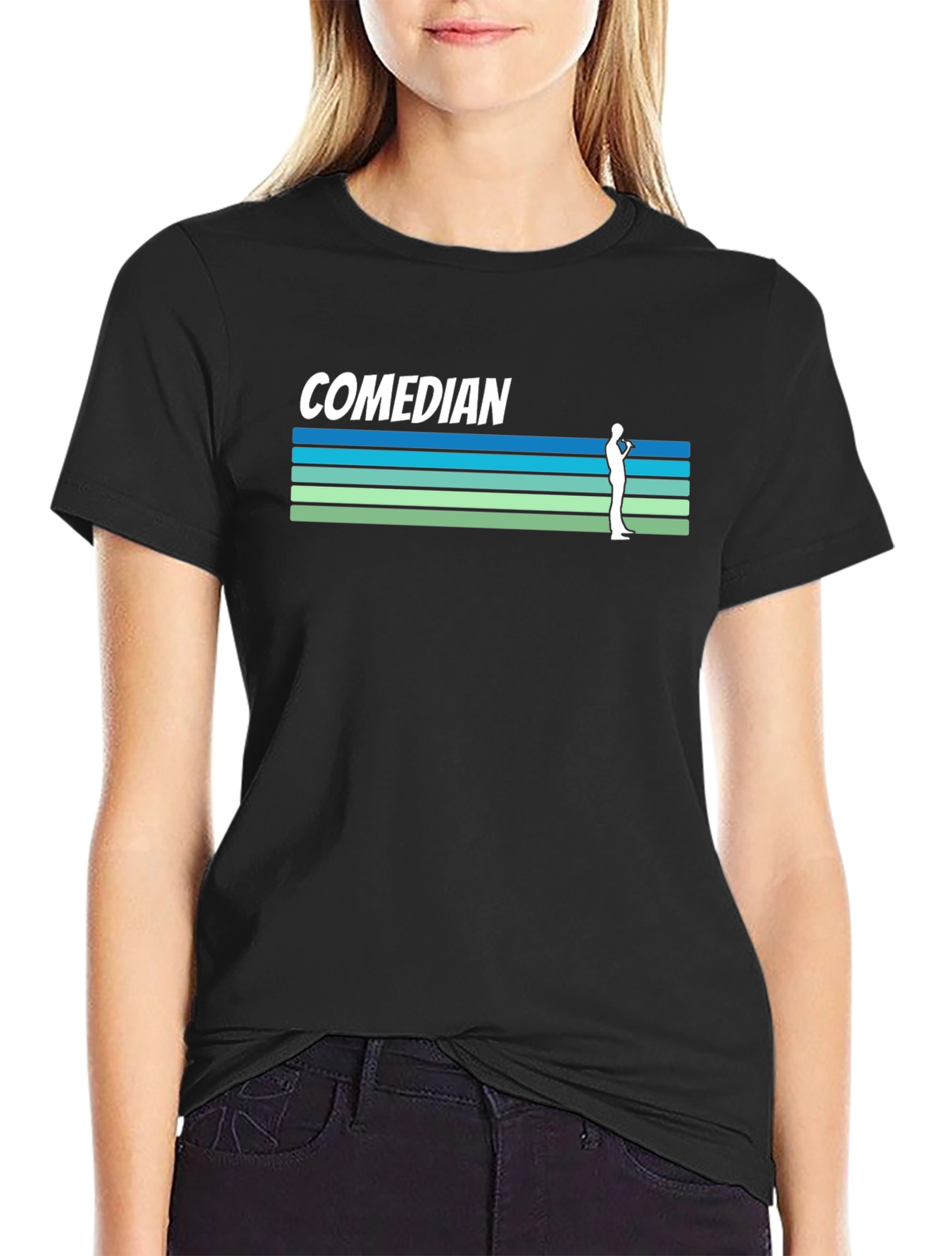 Comedian Retro Style Graphic Tee - Black