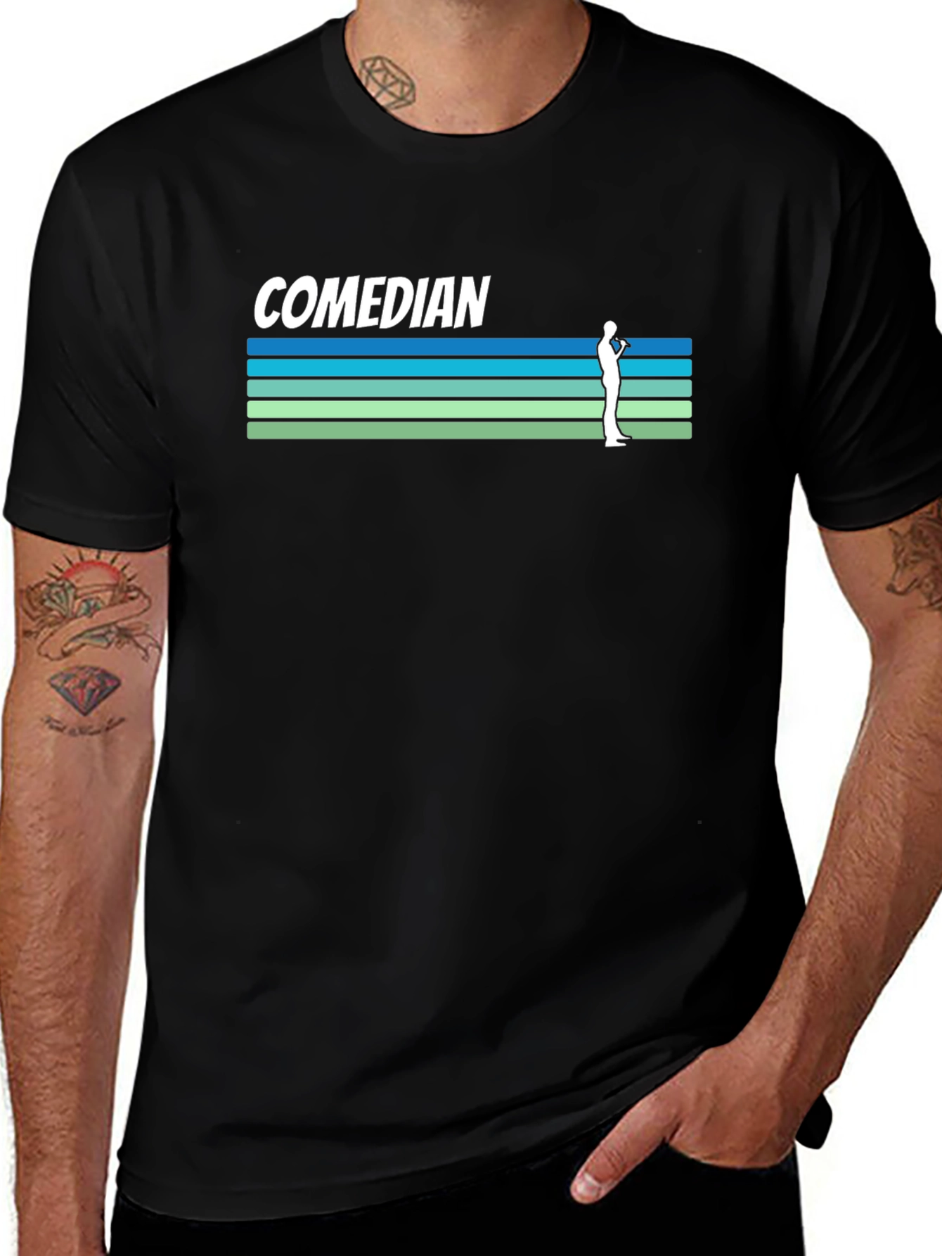 Comedian Retro Style Graphic Tee - Black