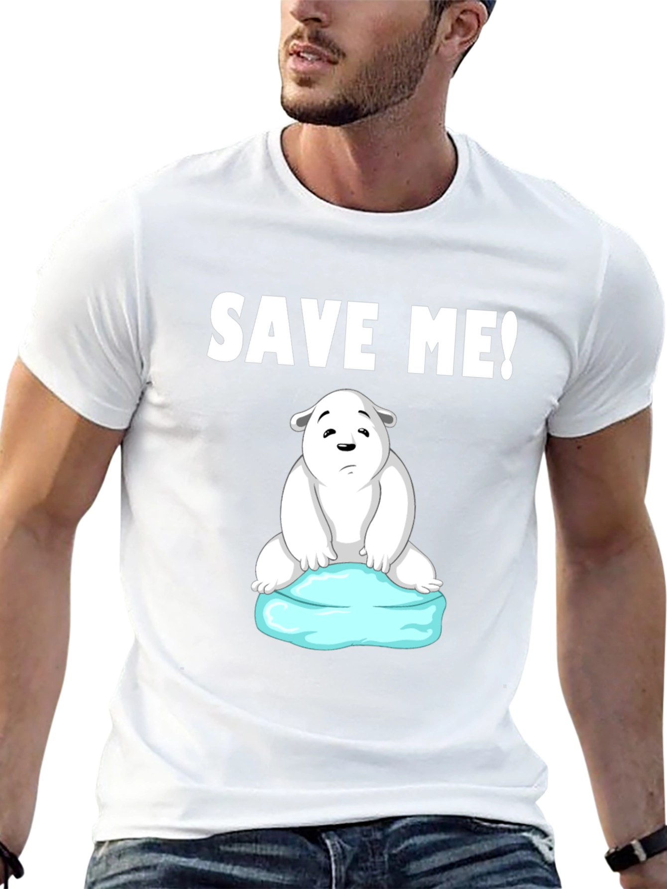Save Me Polar Bear Graphic T-Shirt