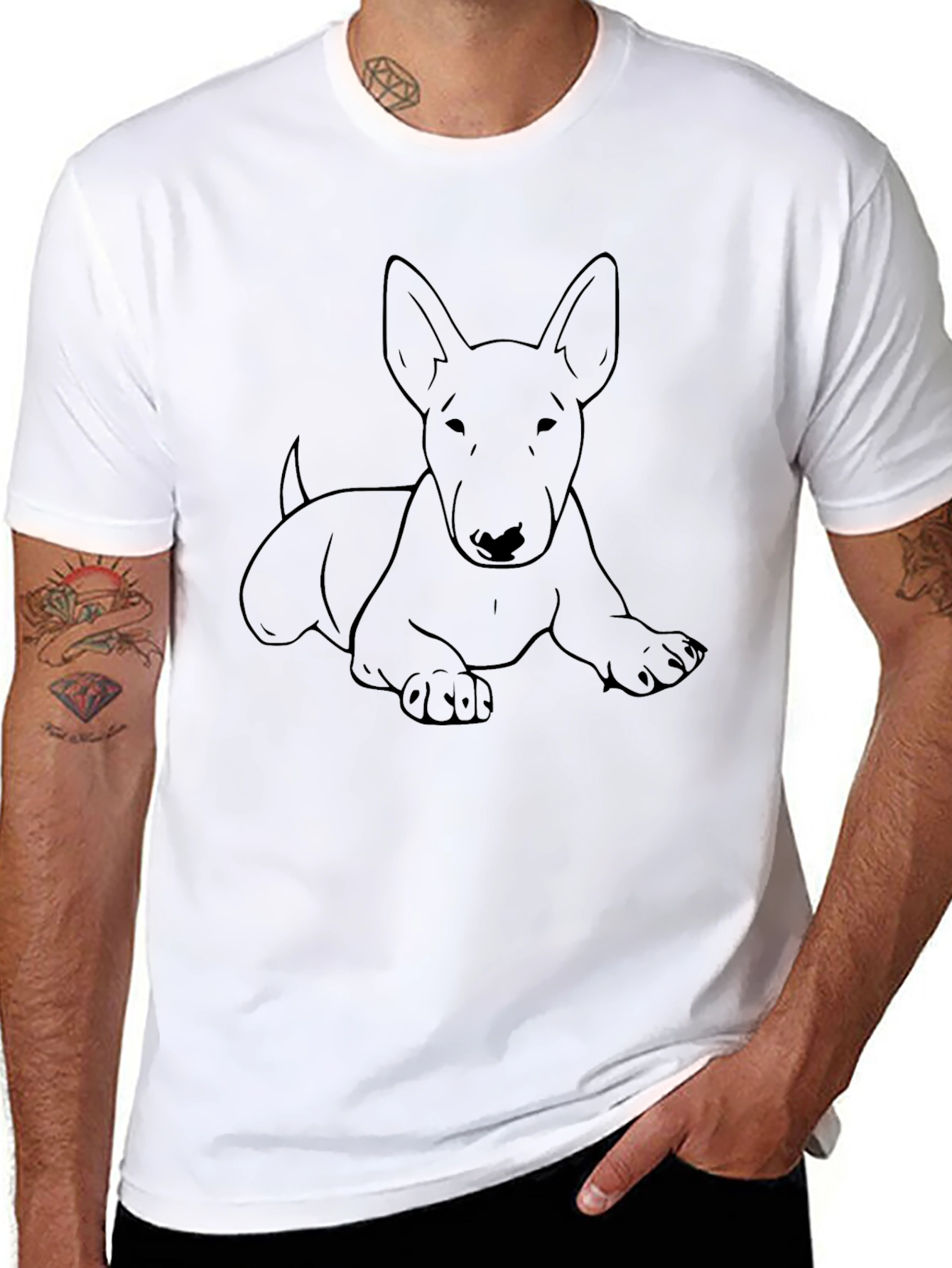 Bull Terrier Outline Graphic T-Shirt - Black
