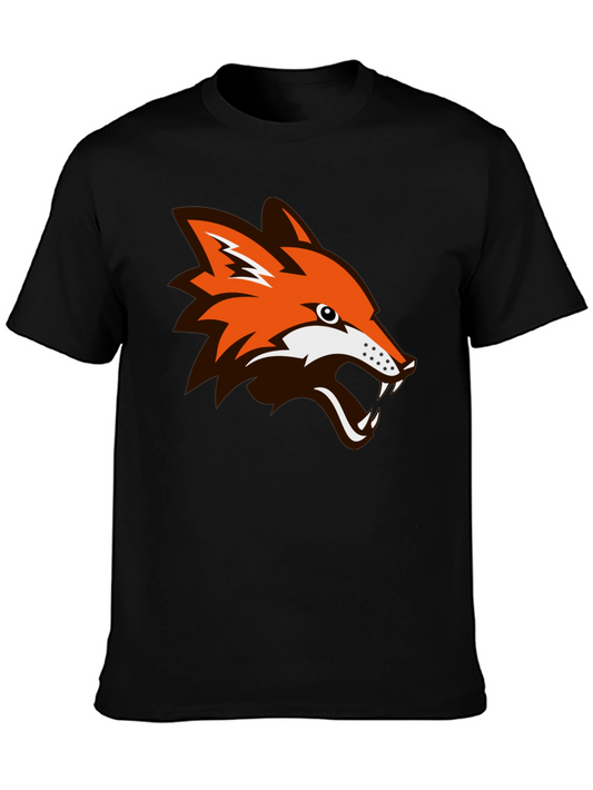 Cool Fox Graphic Print Black T-Shirt