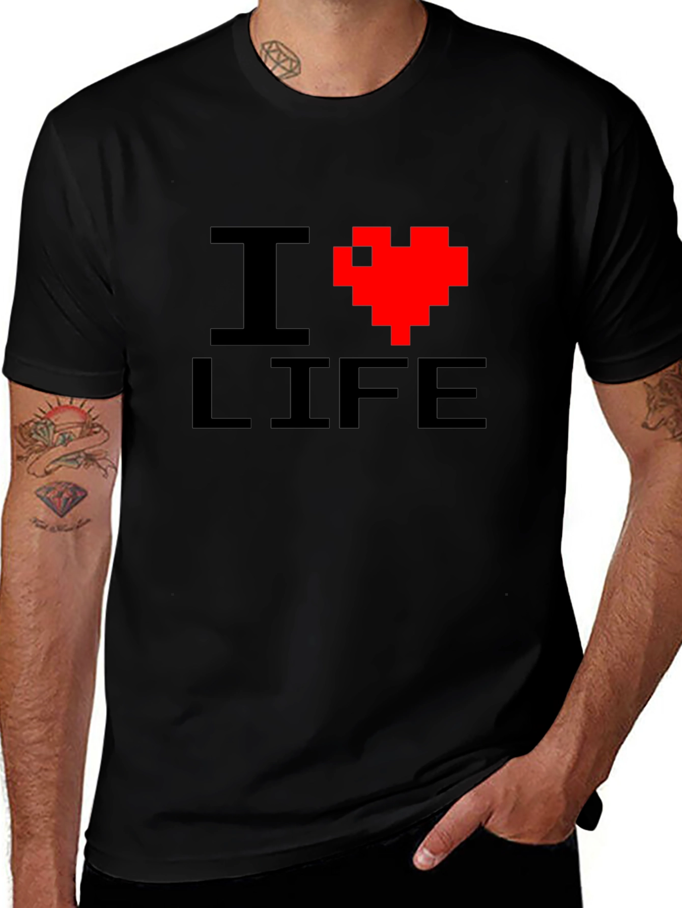Pixel Heart Graphic Tee - I Love Life