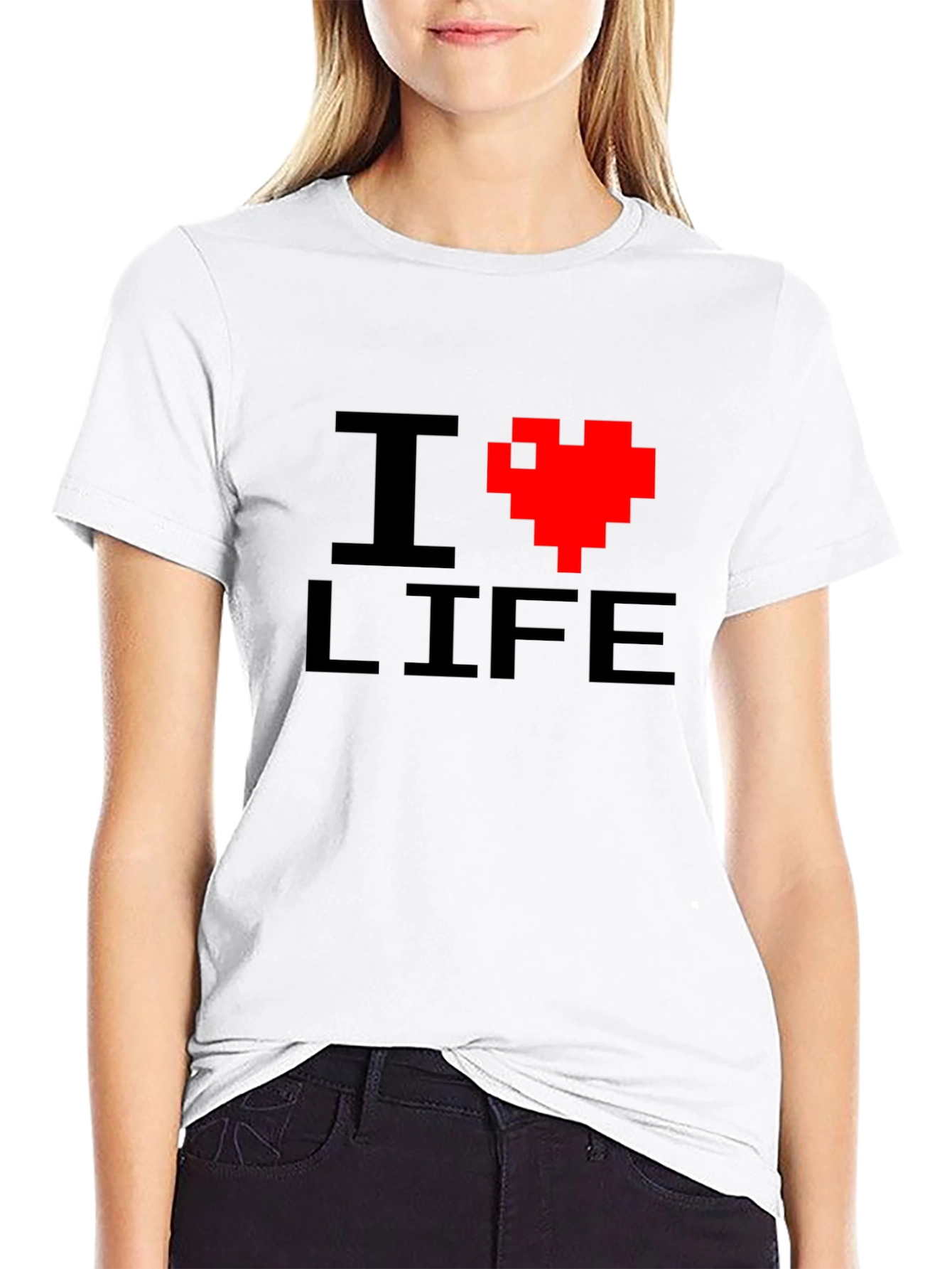 Pixel Heart Graphic Tee - I Love Life