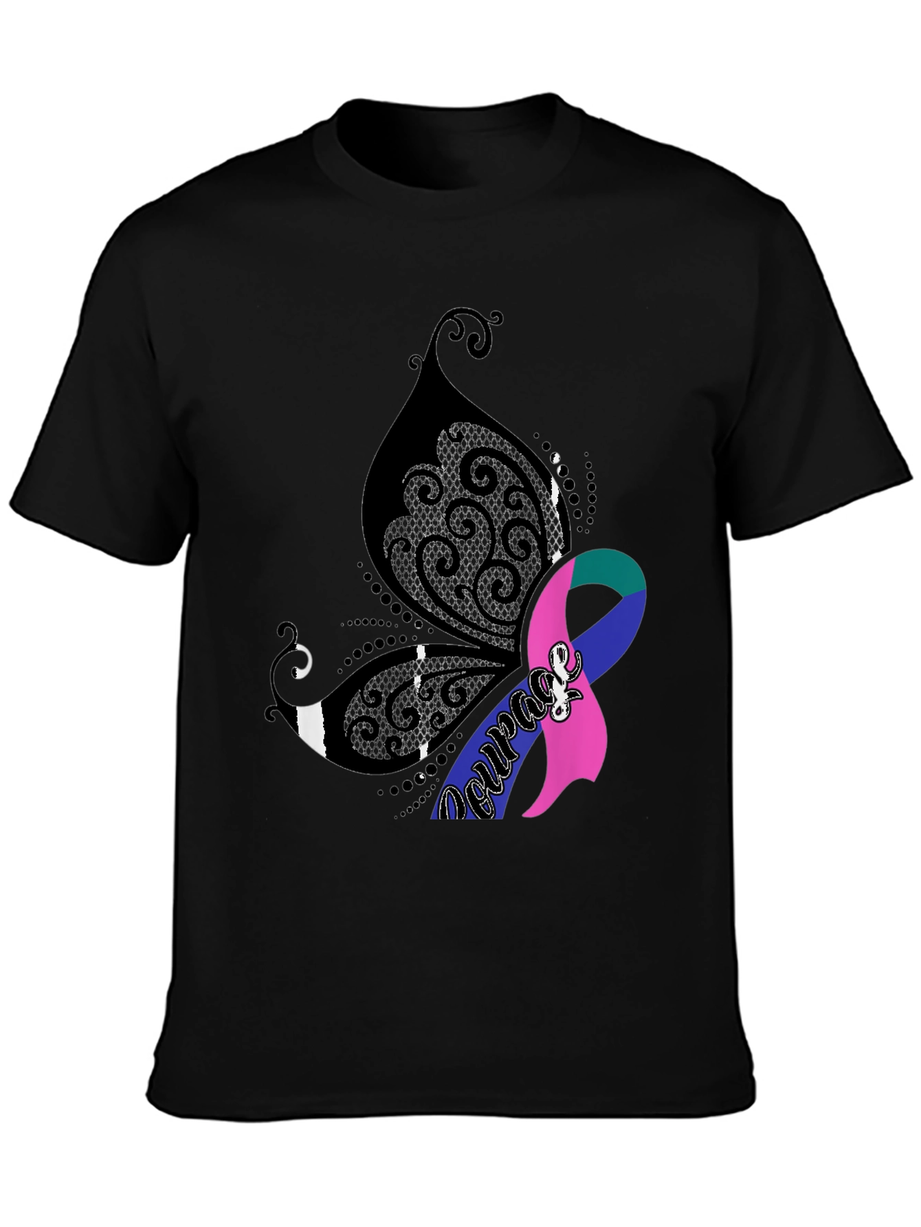 Courage Butterfly Ribbon Graphic Tee