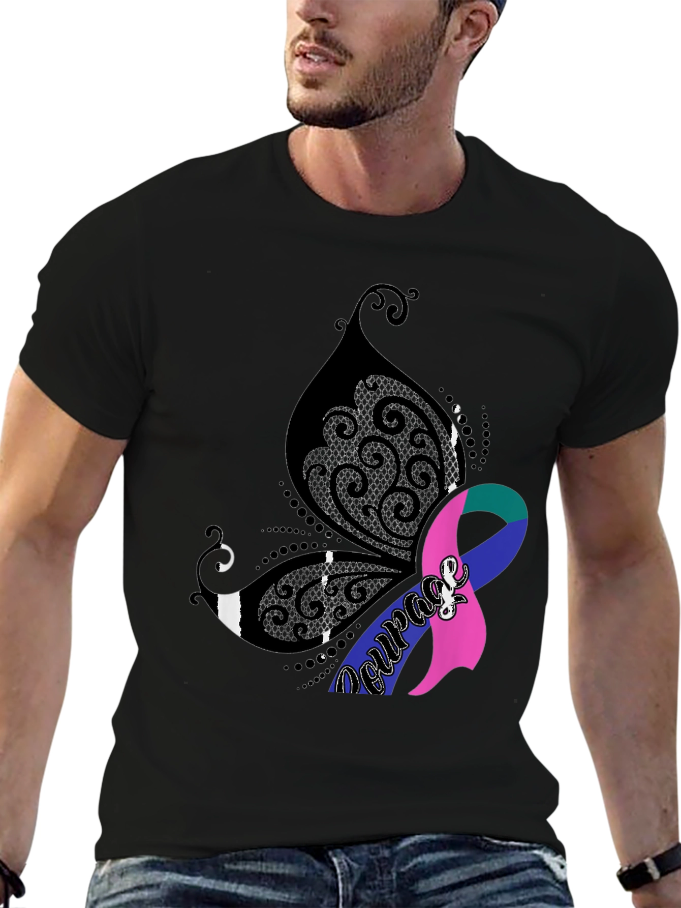 Courage Butterfly Ribbon Graphic Tee