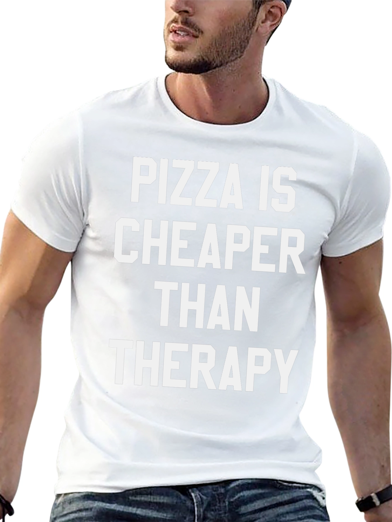 Pizza Is Cheaper Than Therapy Black T-Shirt