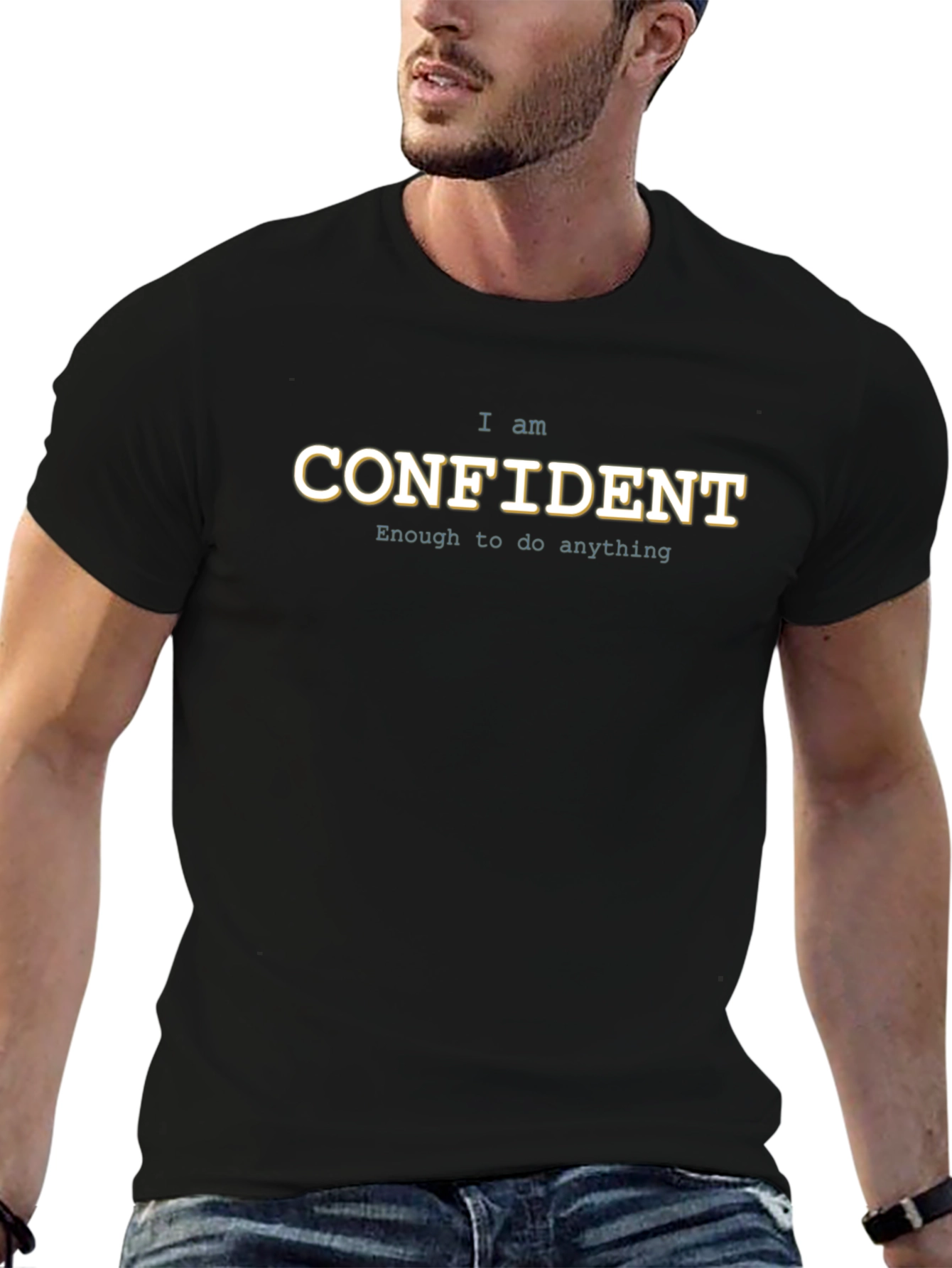 Confident Graphic T-Shirt - Black Casual Tee