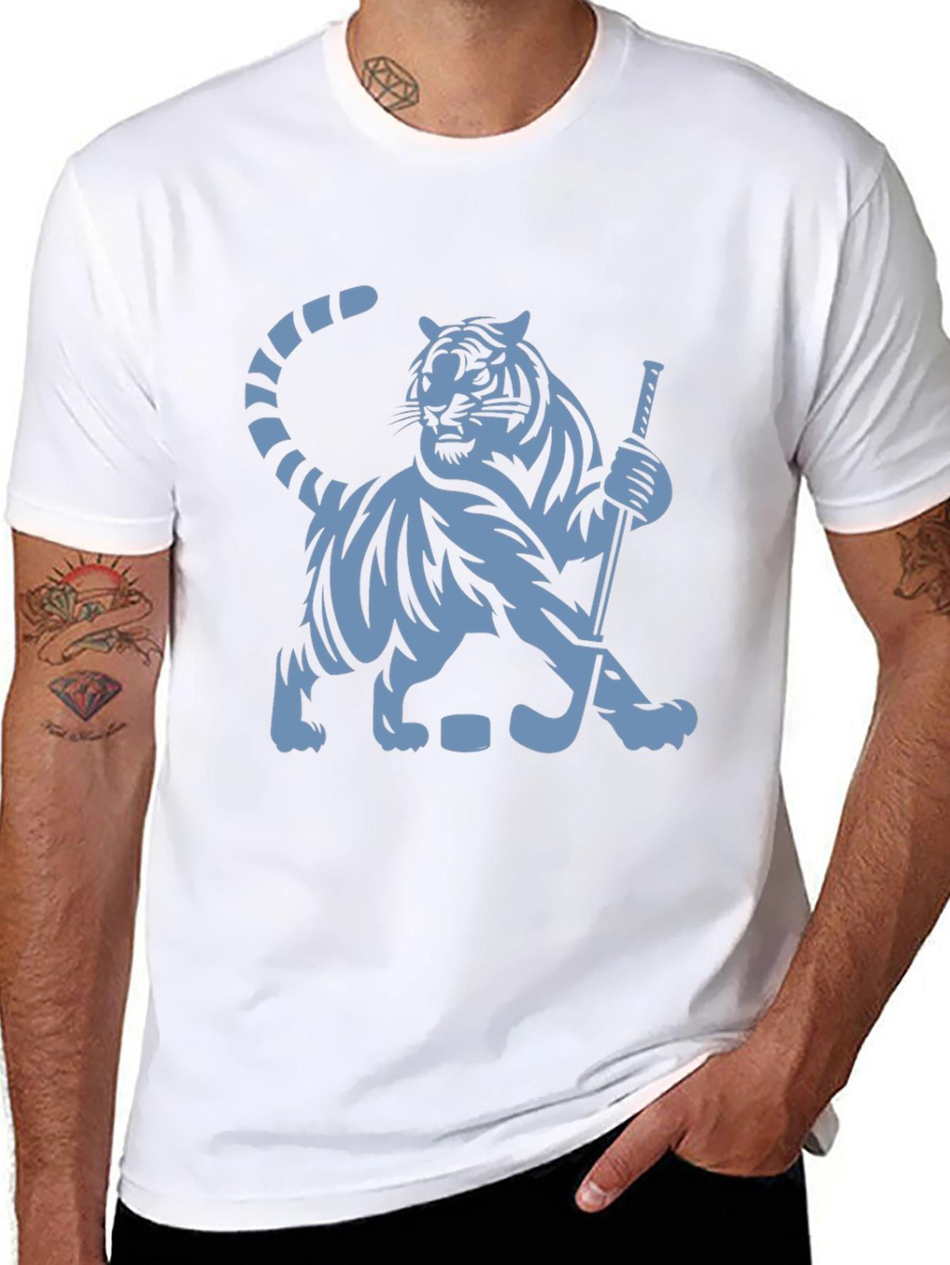 Hockey Tiger Graphic T-Shirt - Black