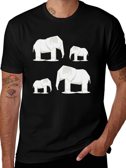 Origami Elephant T-Shirt - Geometric Design