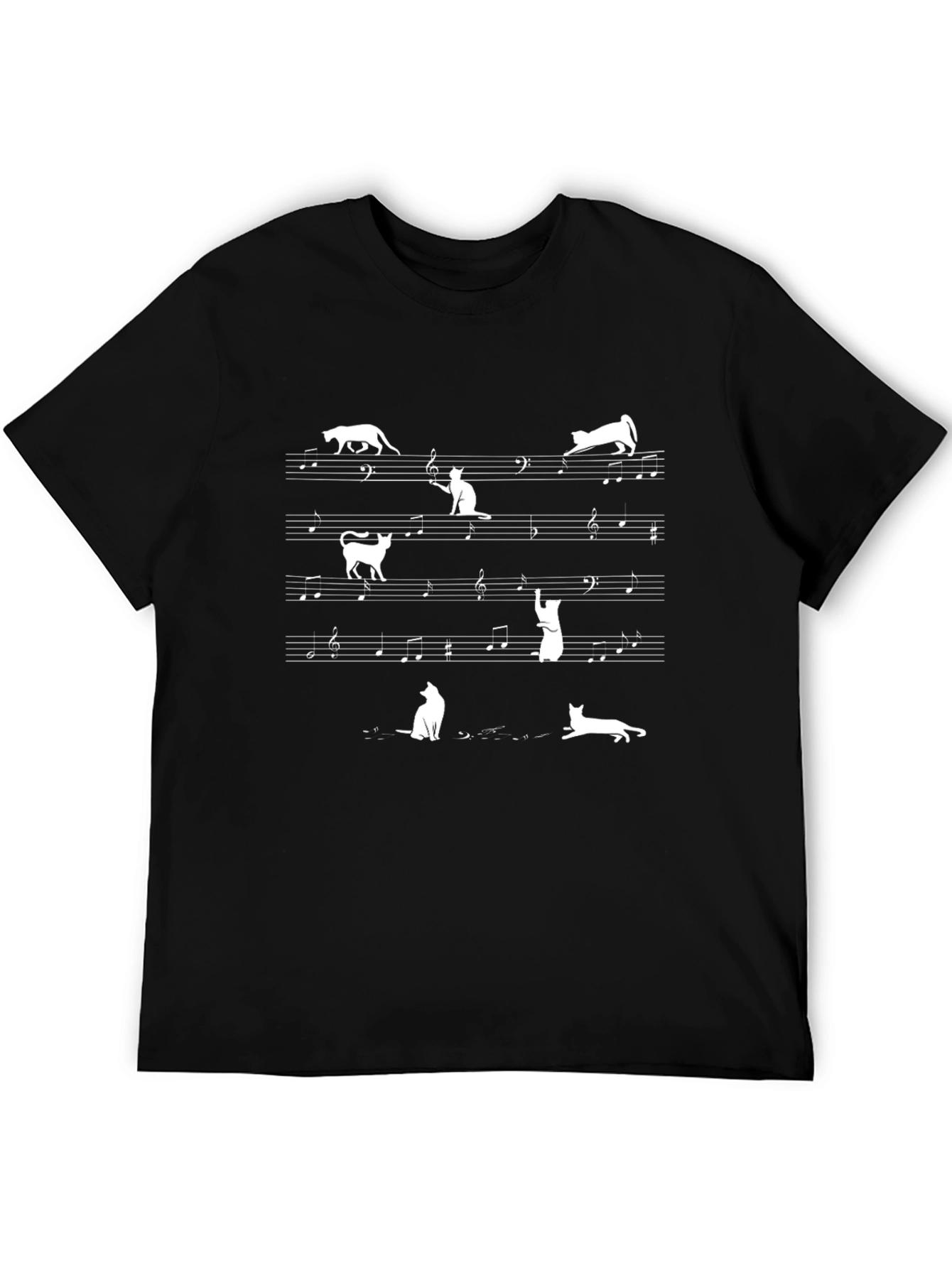 Musical Cat T-Shirt - Black Cotton Blend