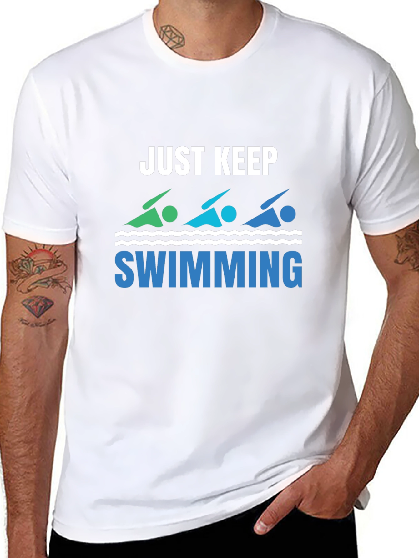 Just Keep Swimming Black Graphic T-Shirt