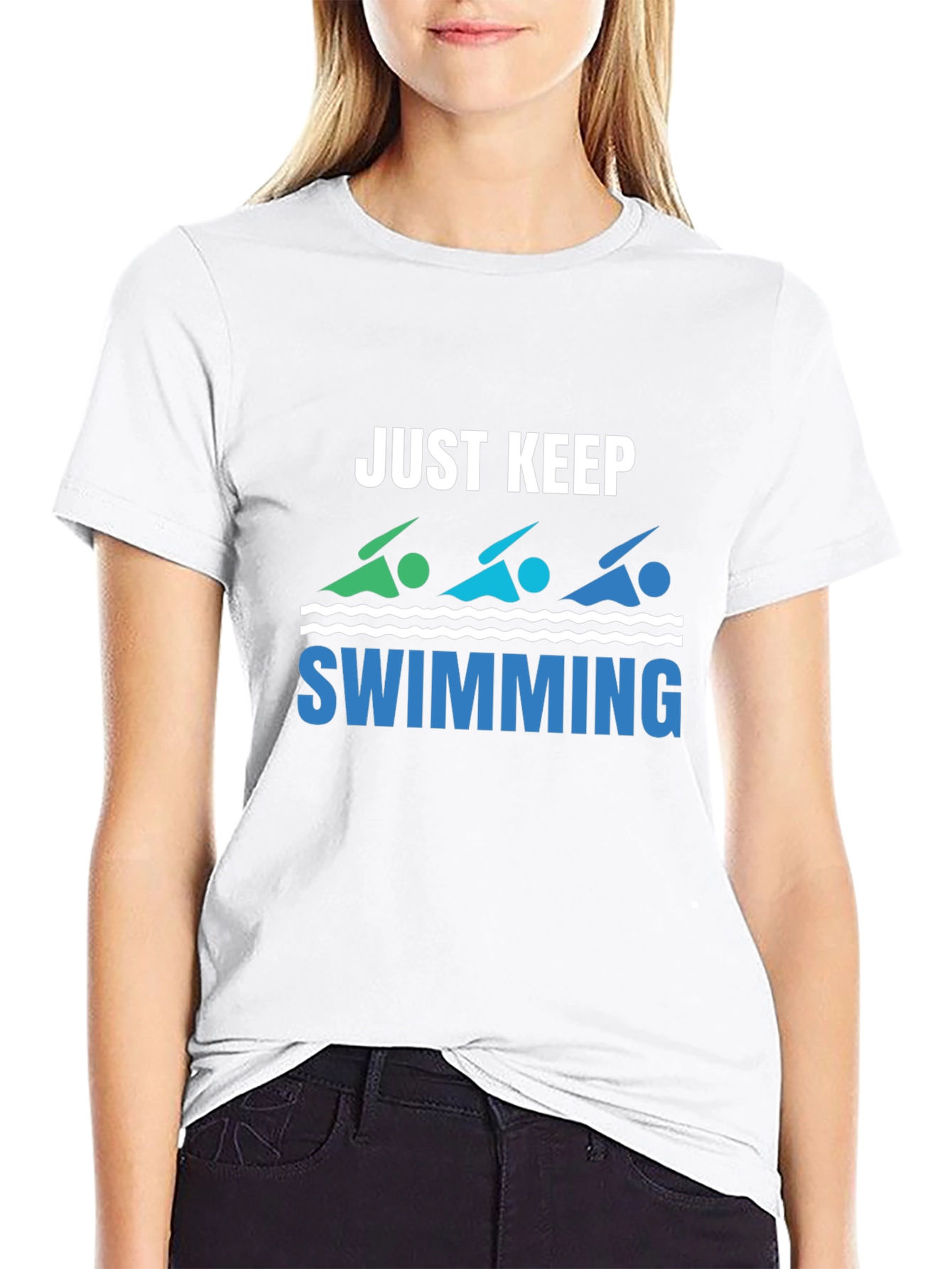 Just Keep Swimming Black Graphic T-Shirt