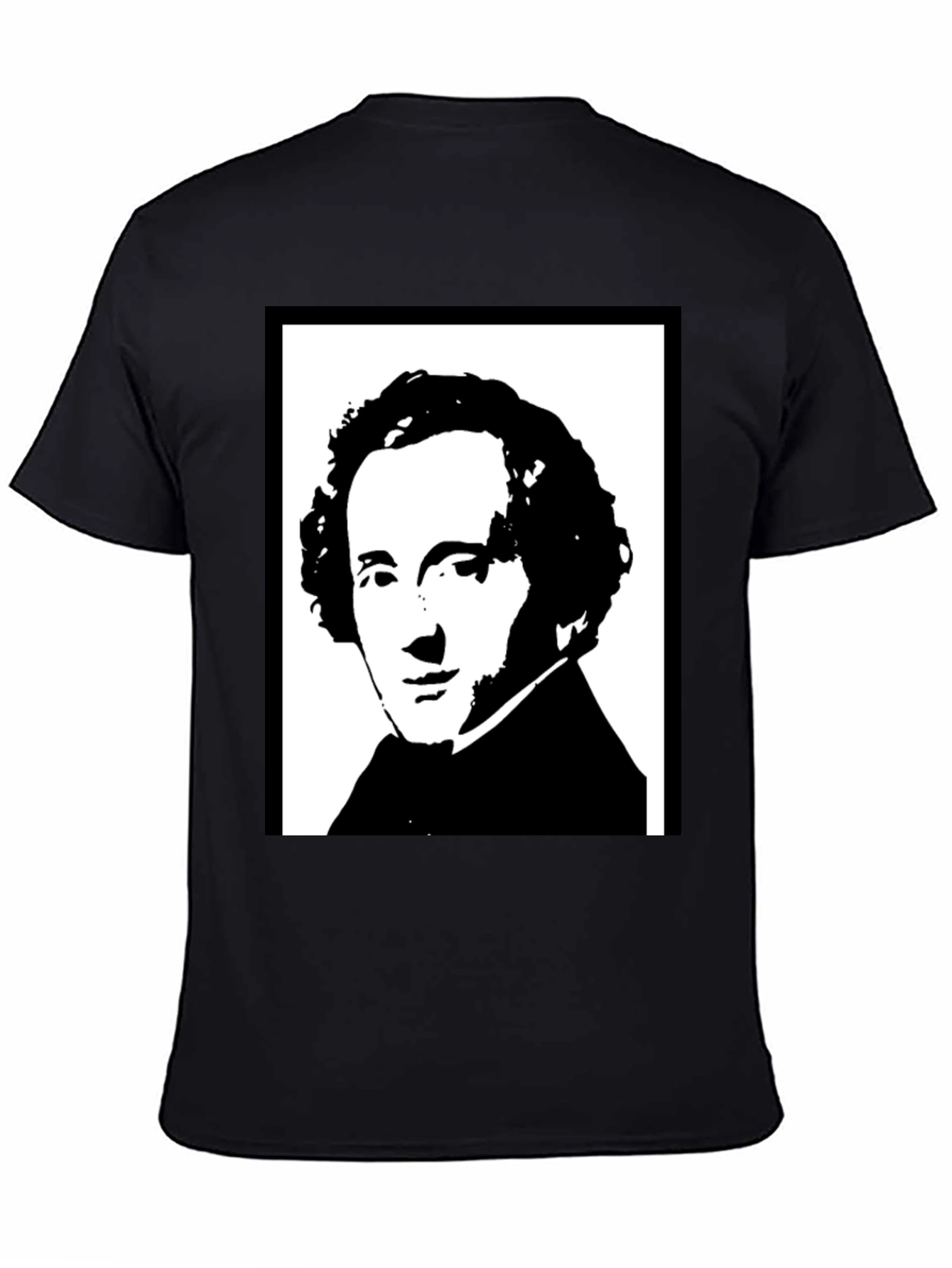 Black T-Shirt with Historical Portrait Graphic