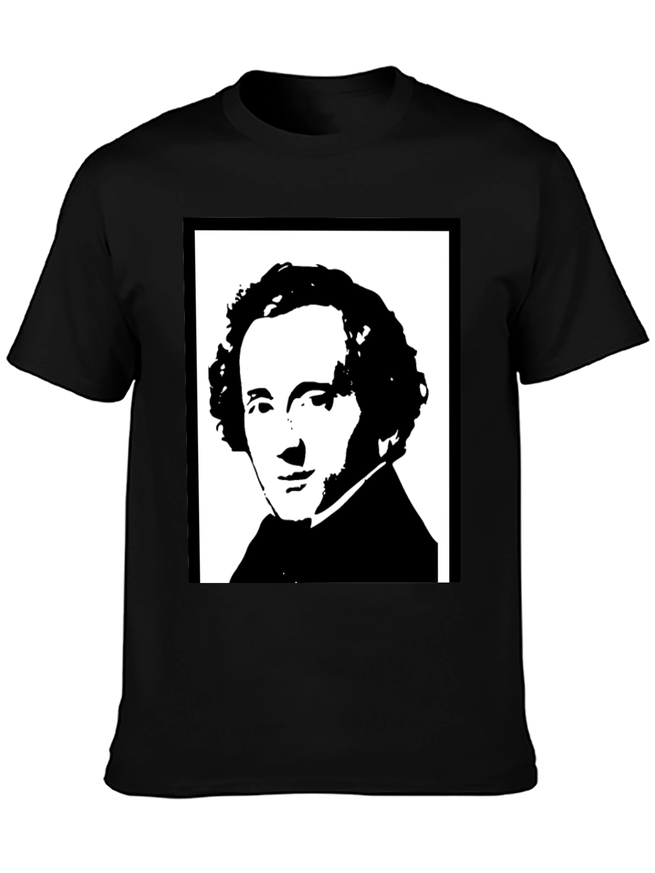 Black T-Shirt with Historical Portrait Graphic