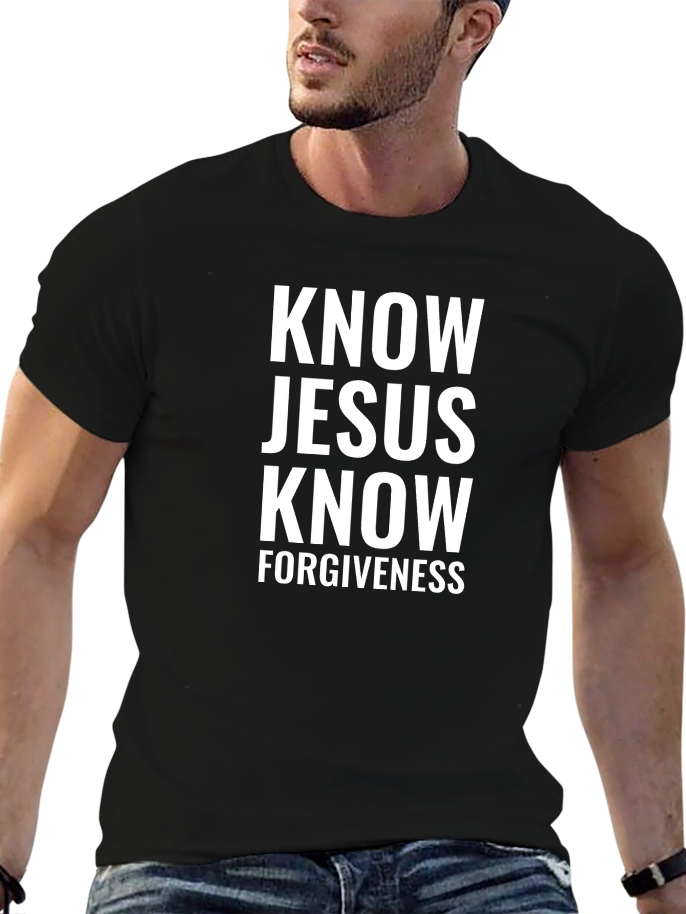 Know Jesus Black Graphic Tee