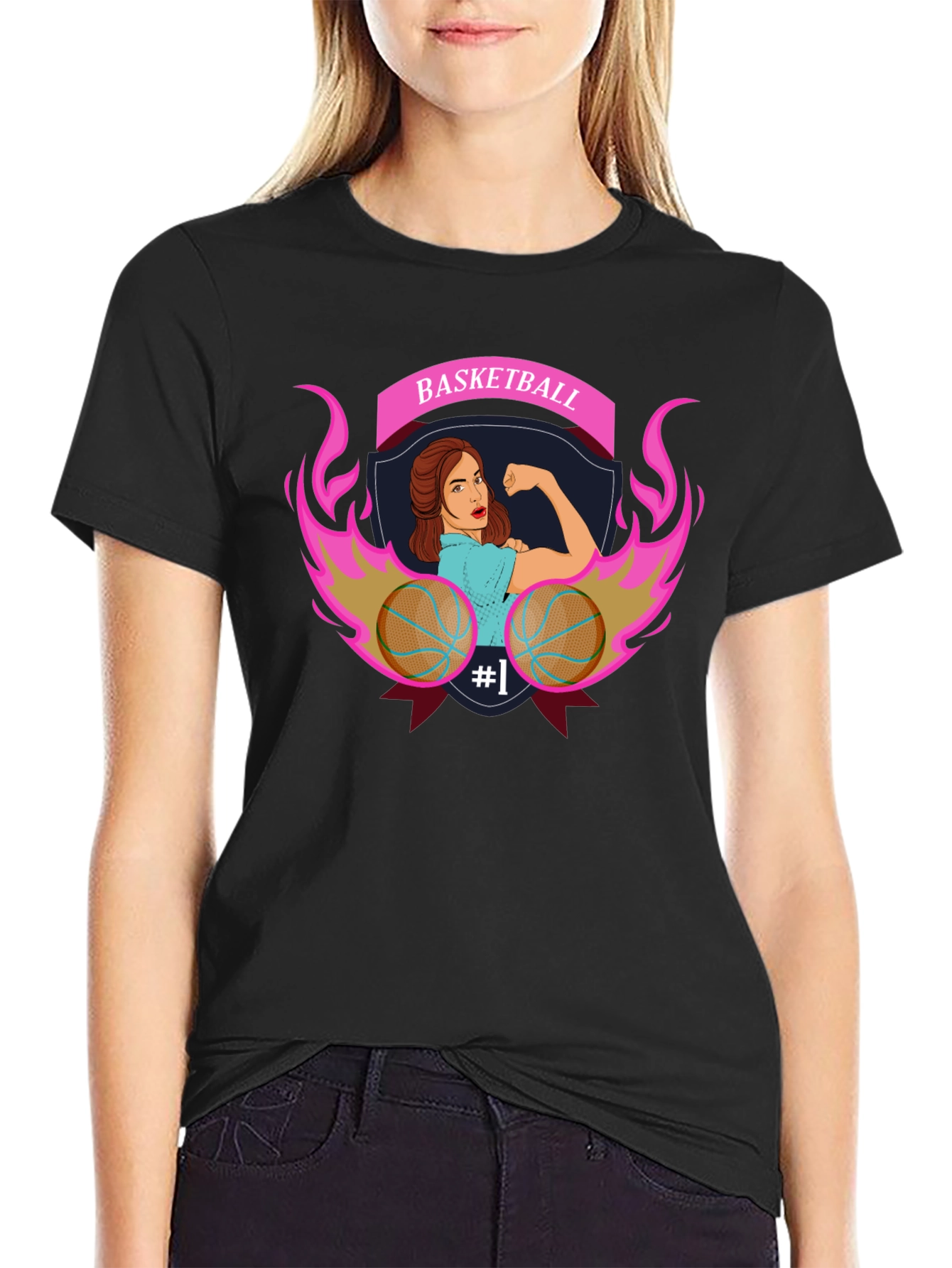 Basketball Strong Woman Graphic T-Shirt