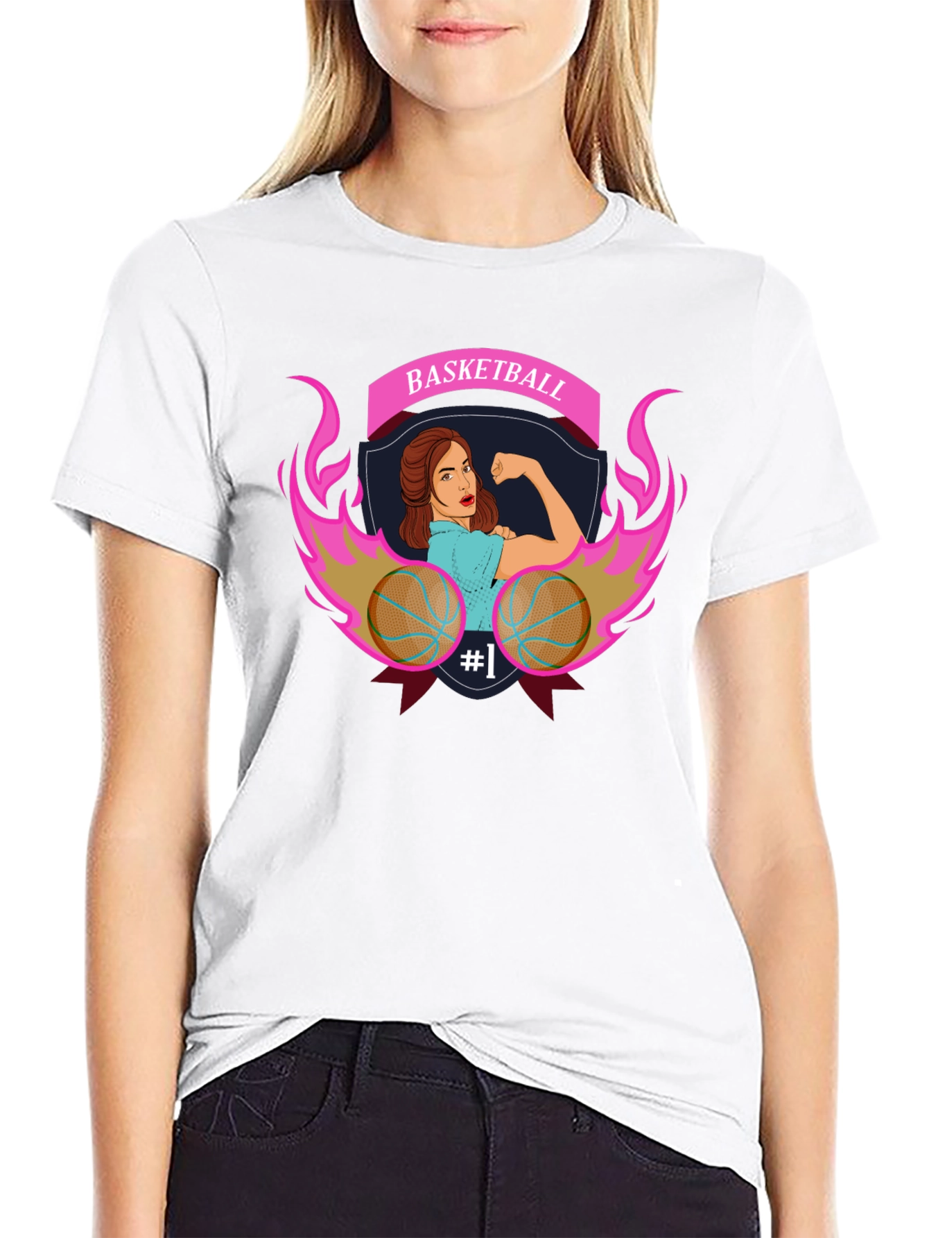 Basketball Strong Woman Graphic T-Shirt