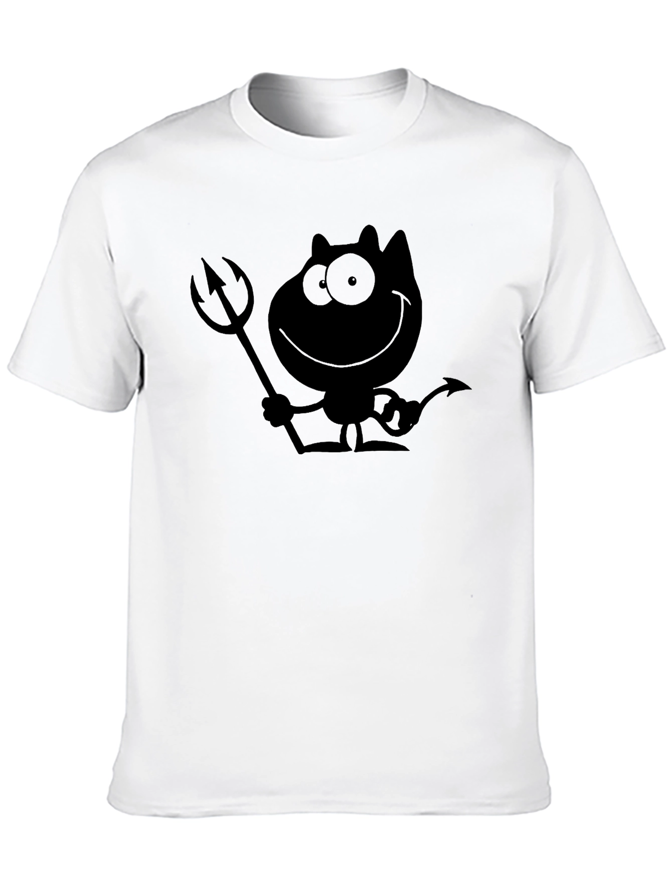 Mens Black Devil Cartoon Graphic Tee