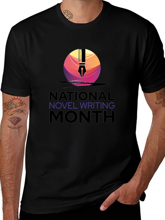 National Novel Writing Month T-Shirt - Mens Black Tee