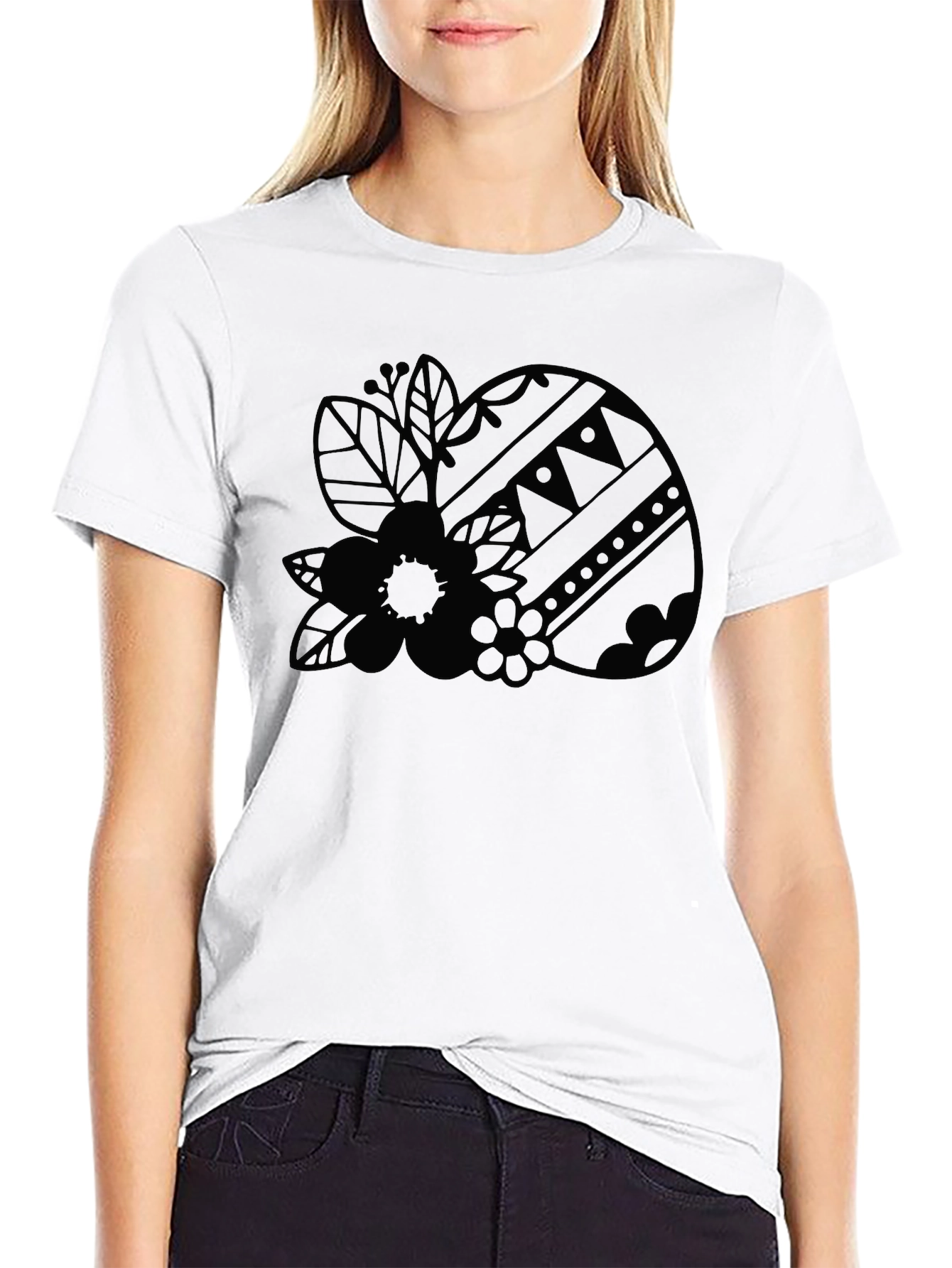 Floral Easter Egg Black Graphic Tee