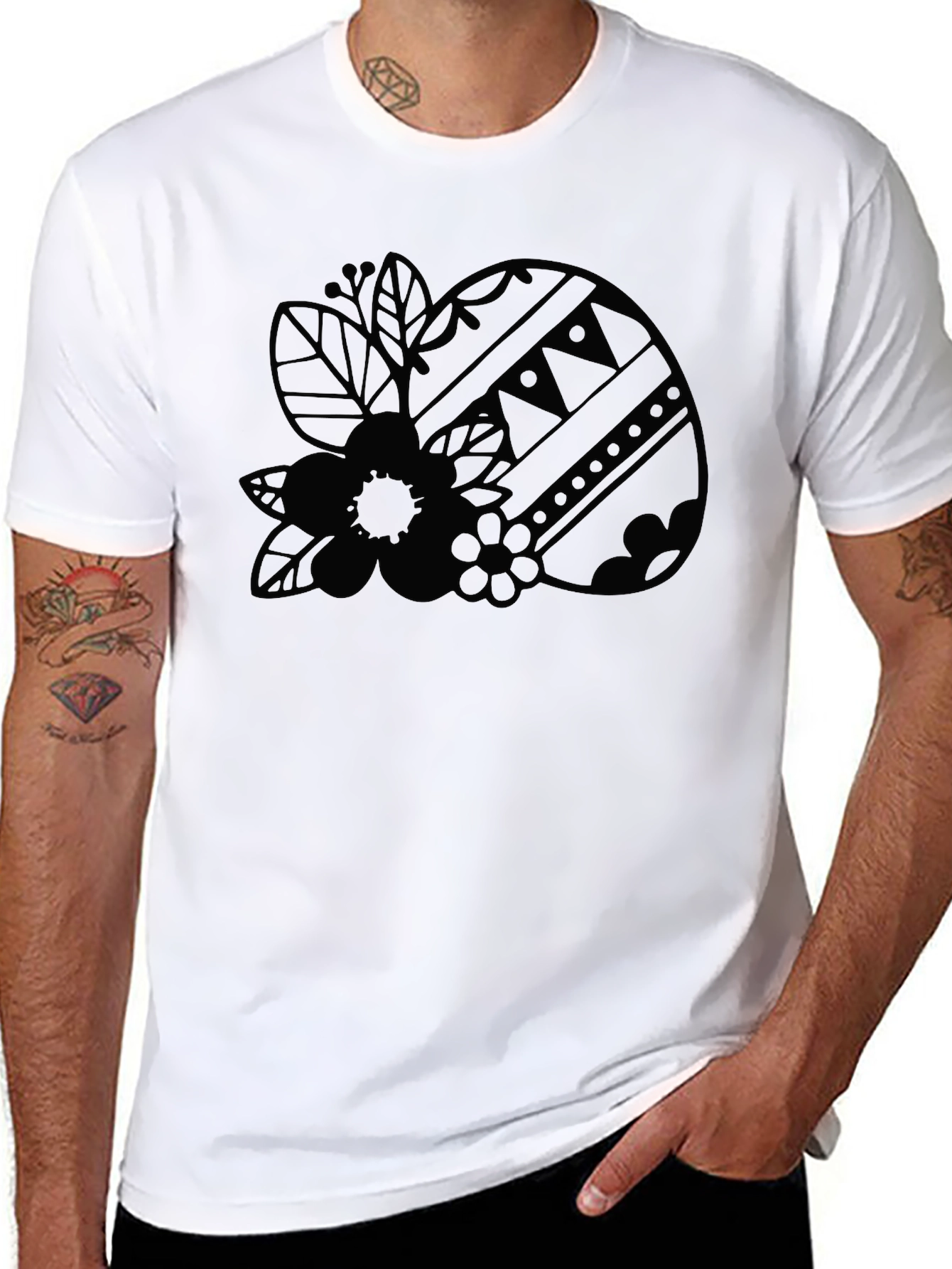 Floral Easter Egg Black Graphic Tee