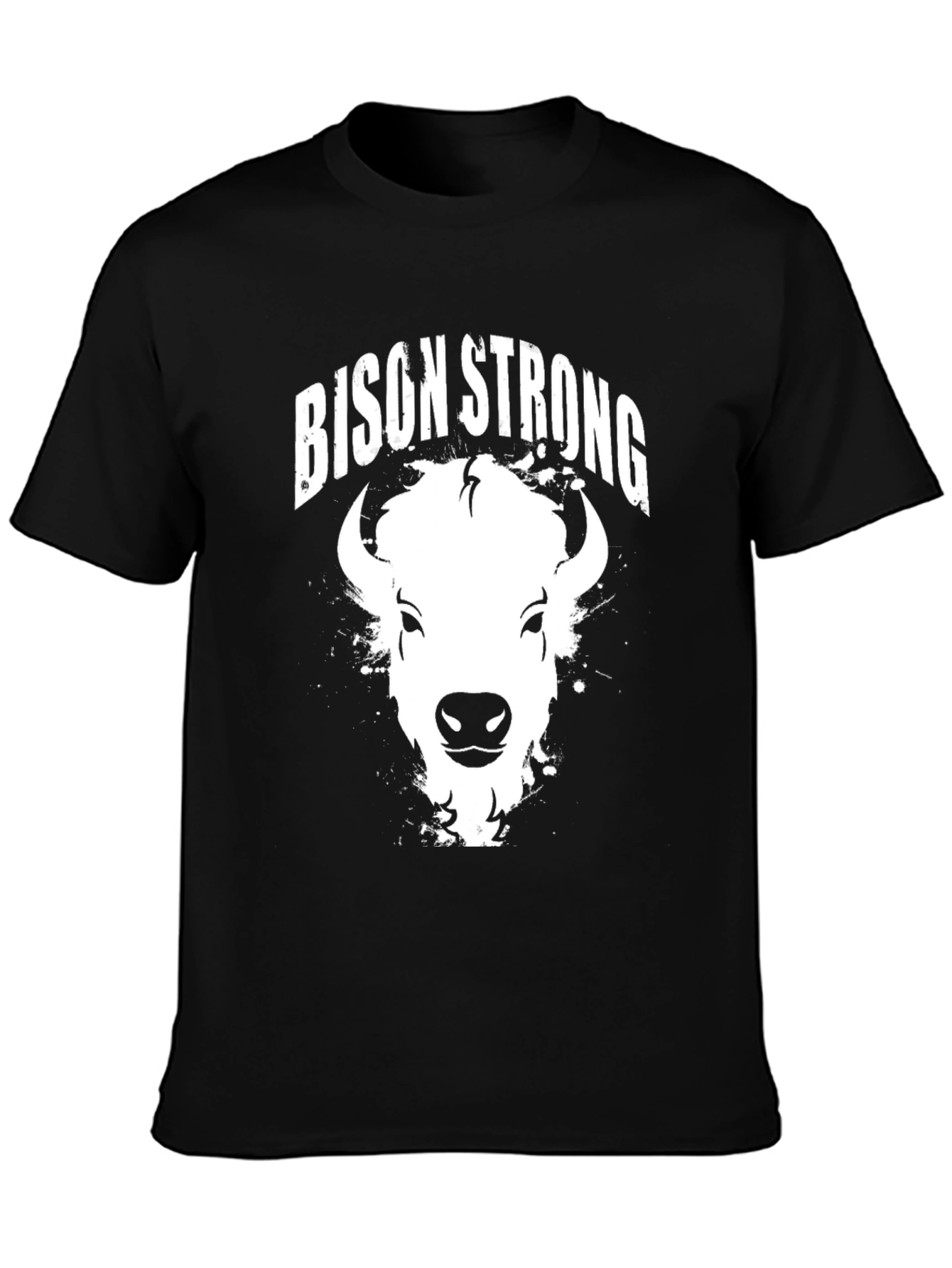 Bison Strong Graphic Tee - Black Cotton T-Shirt