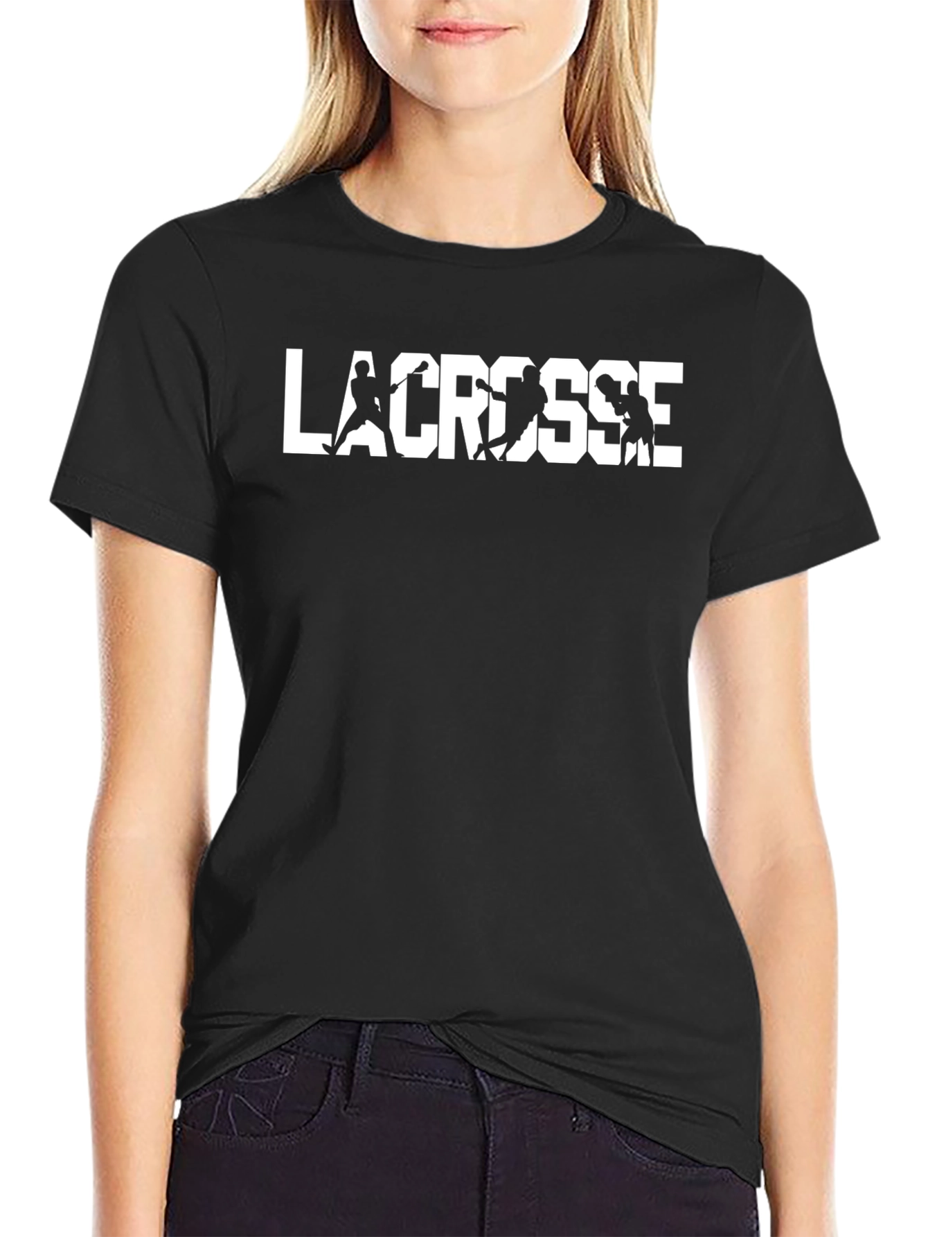 Lacrosse Player Silhouette Graphic Tee