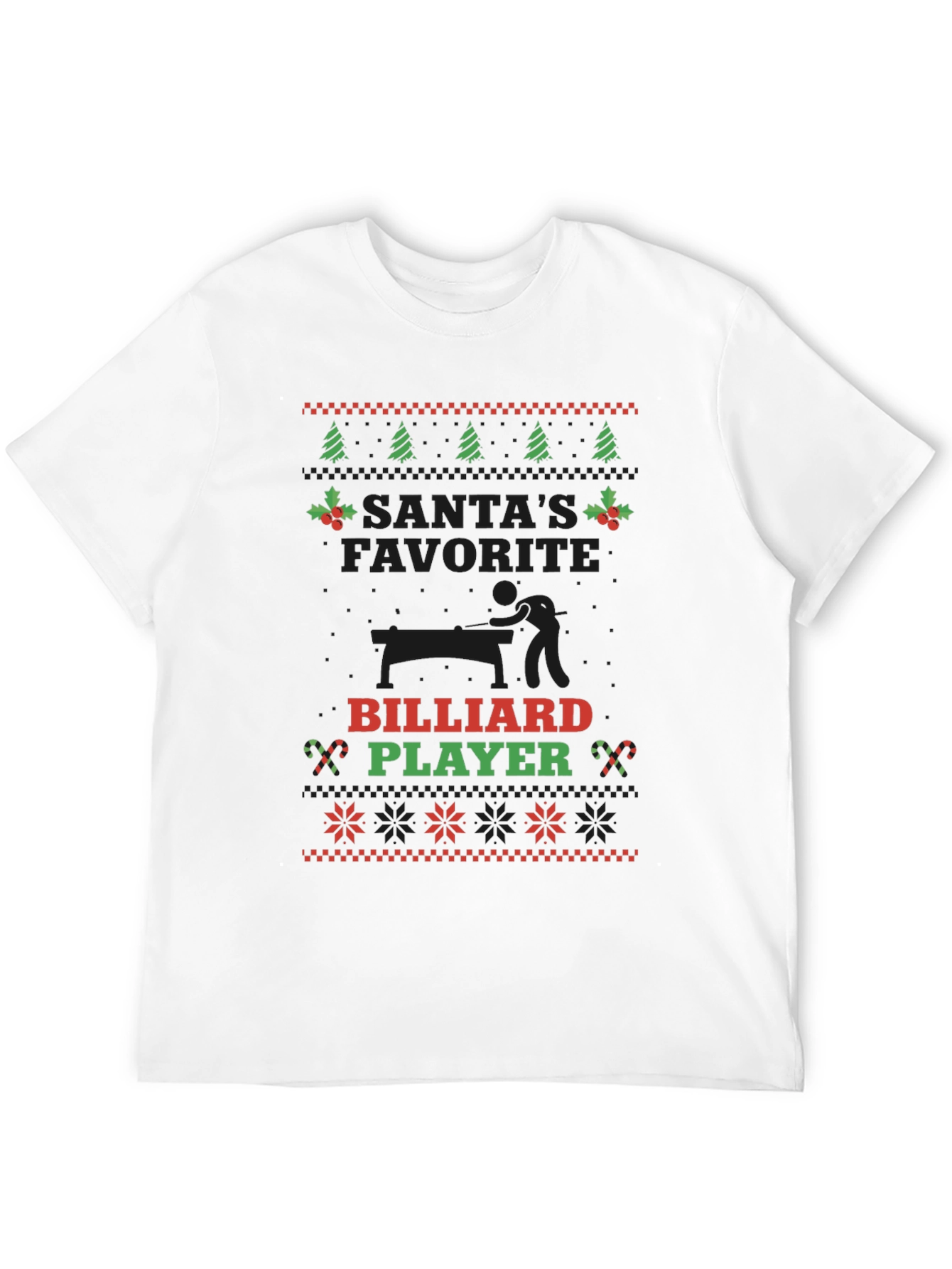 Santas Favorite Billiard Player Christmas T-Shirt