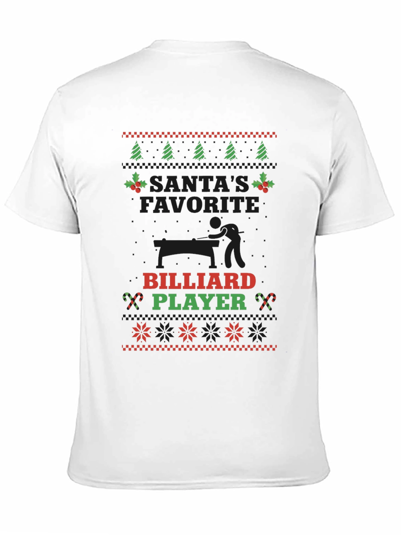 Santas Favorite Billiard Player Christmas T-Shirt