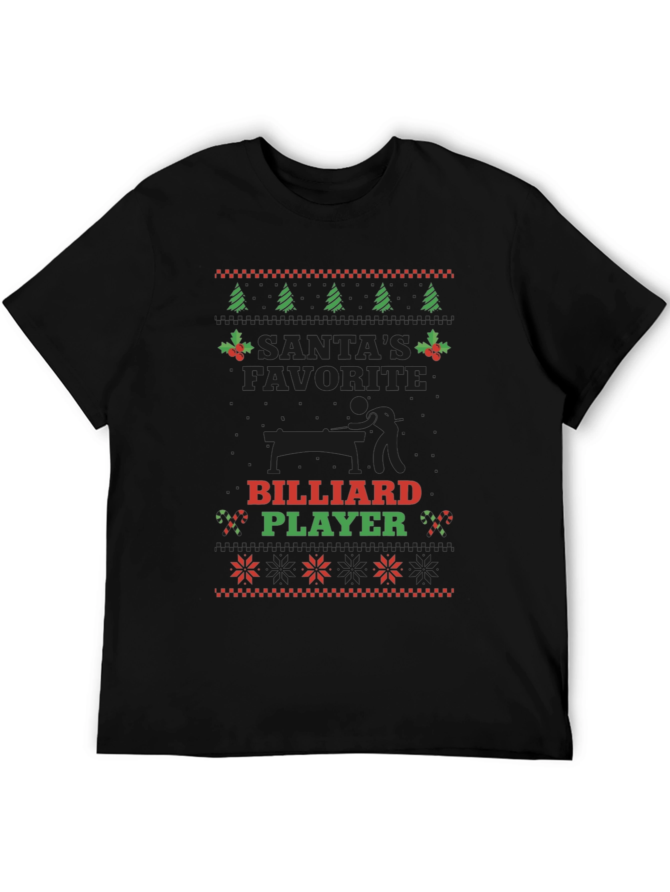 Santas Favorite Billiard Player Christmas T-Shirt