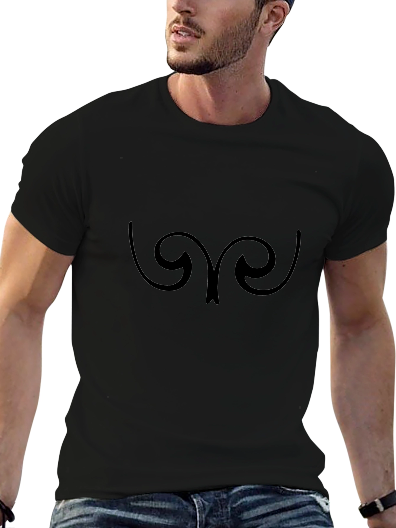 Abstract Graphic Tee - Stylish Mens Black T-Shirt