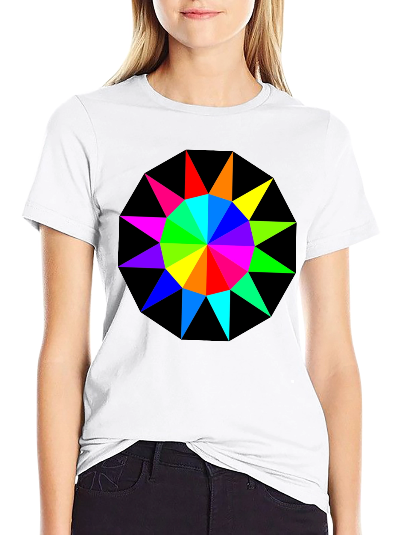 Rainbow Starburst Graphic Tee - Black