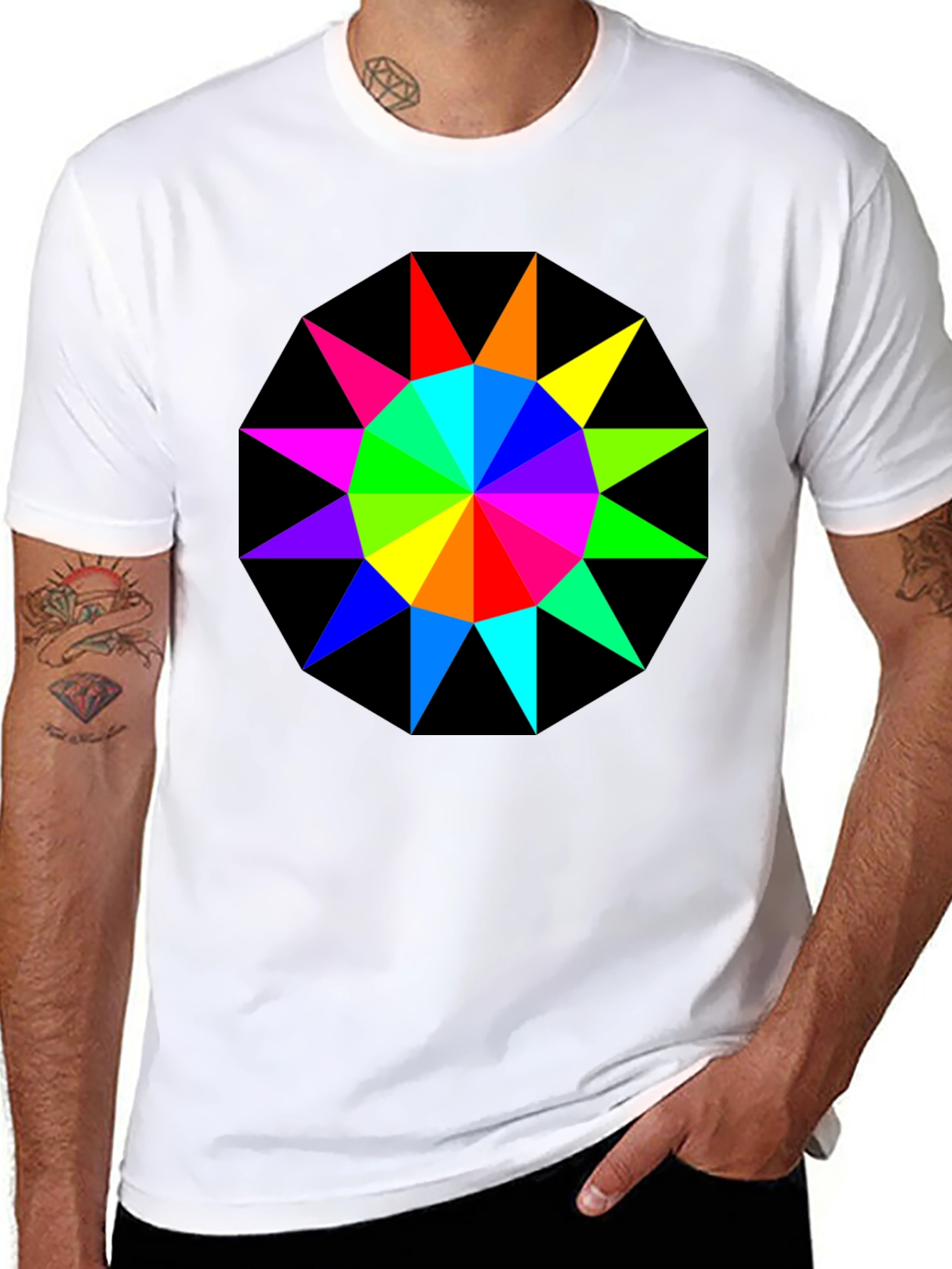 Rainbow Starburst Graphic Tee - Black