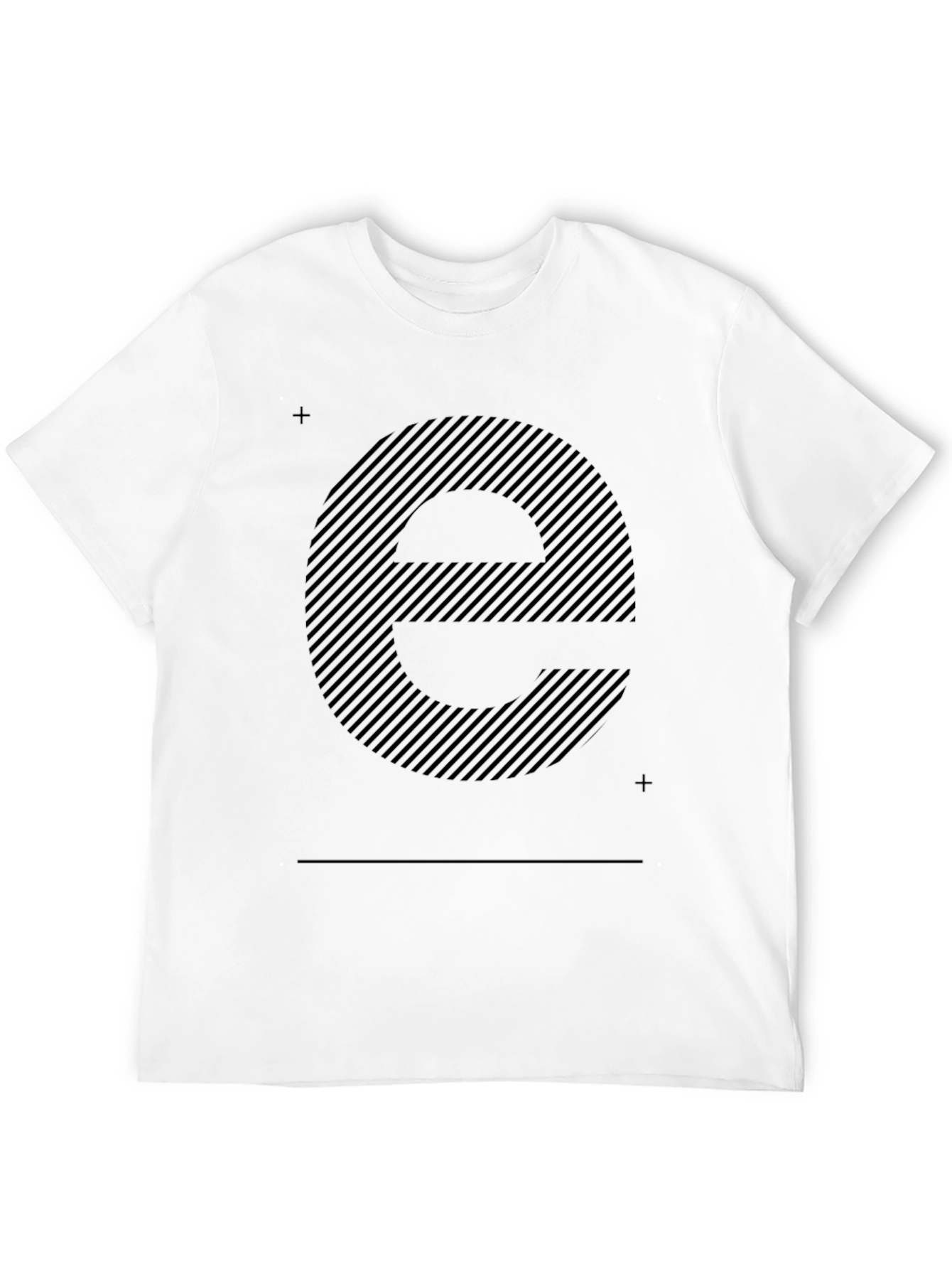Striped Letter E Black T-Shirt