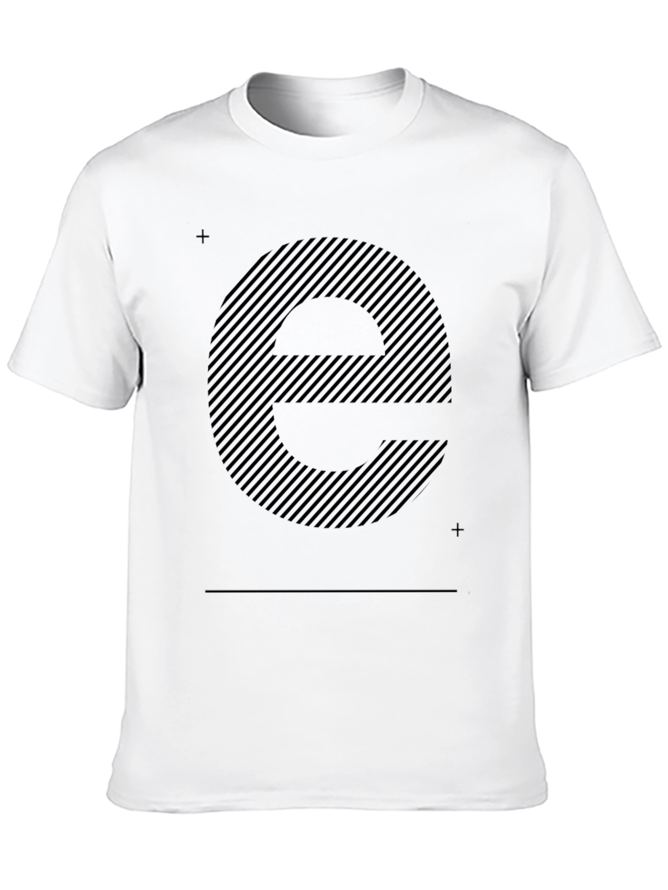 Striped Letter E Black T-Shirt