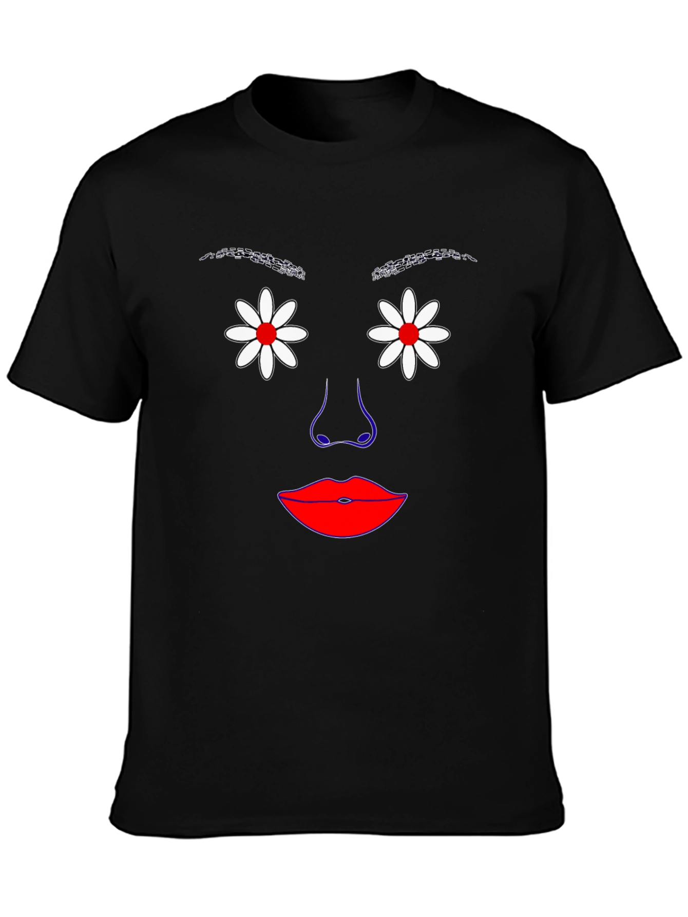 Floral Face Graphic Tee - Unique Art Shirt