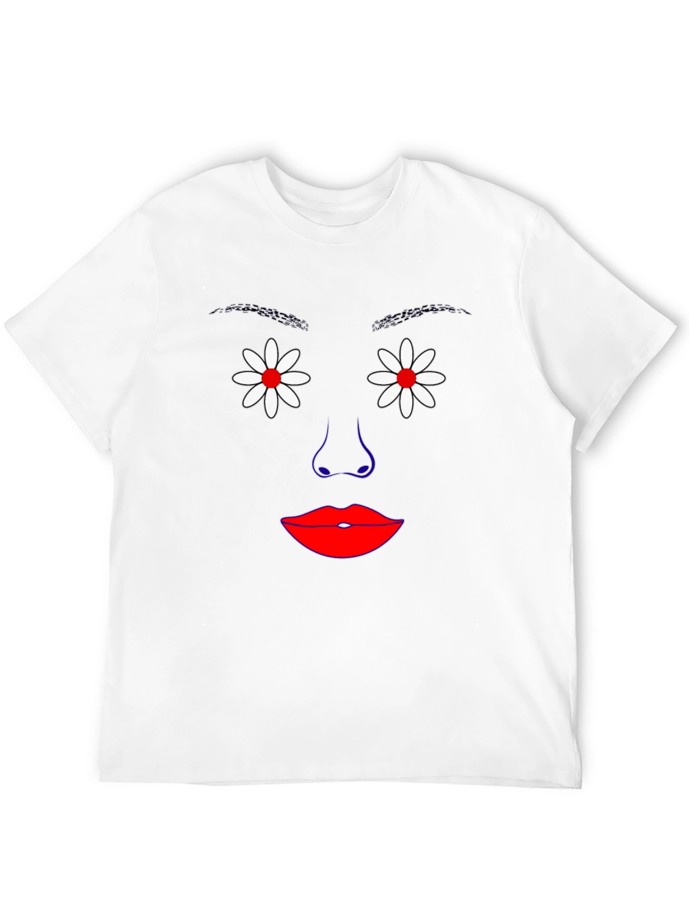 Floral Face Graphic Tee - Unique Art Shirt
