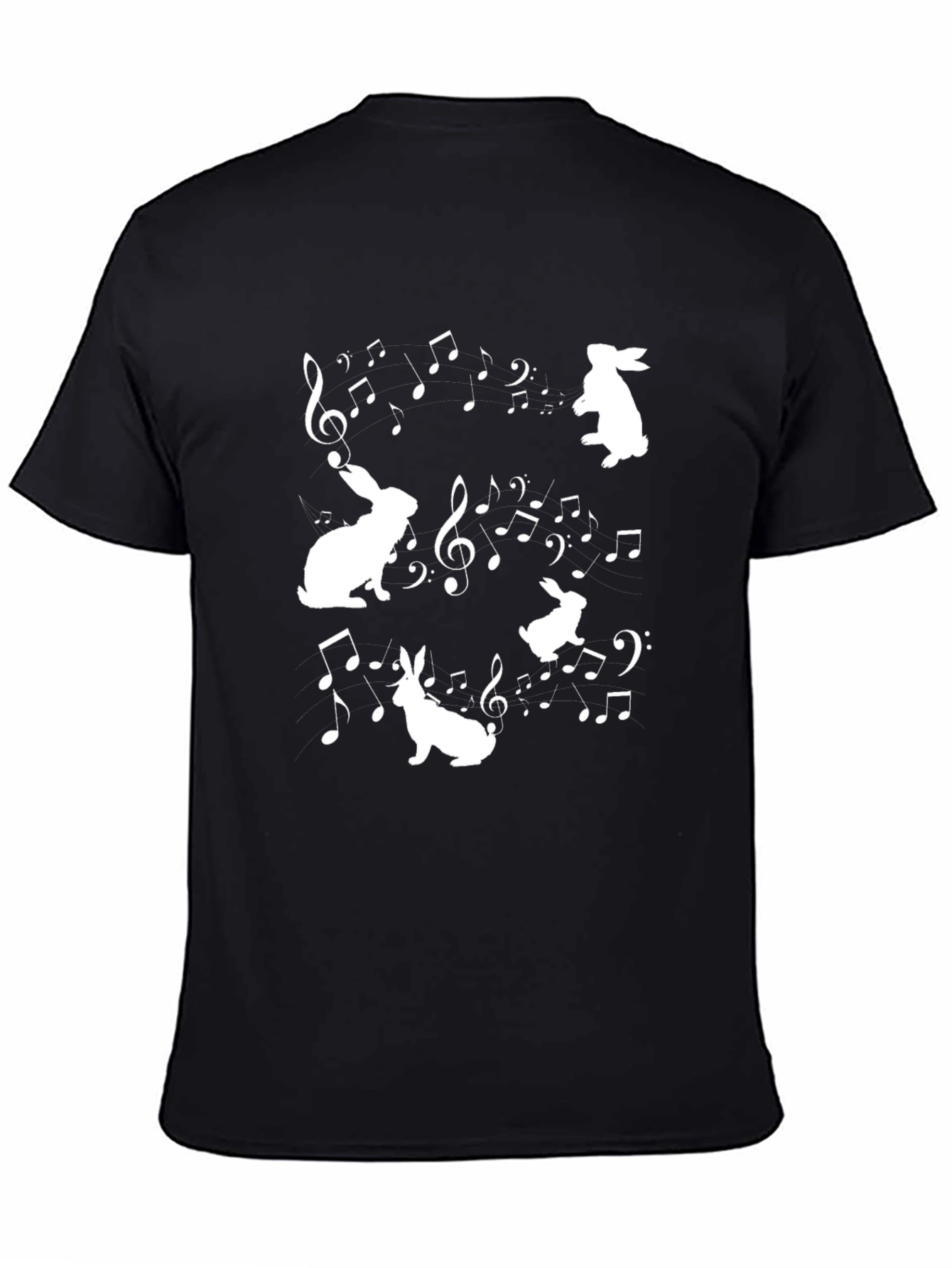 Musical Rabbits Graphic Tee - Black Cotton T-Shirt