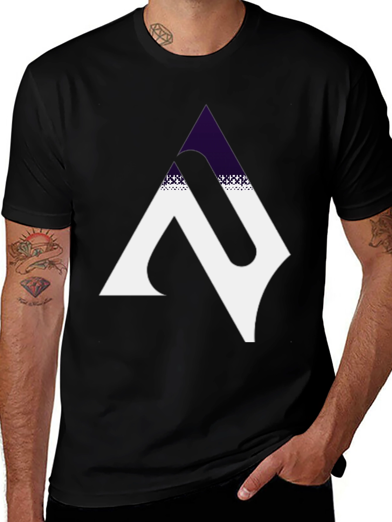 Modern Geometric Graphic Black T-Shirt