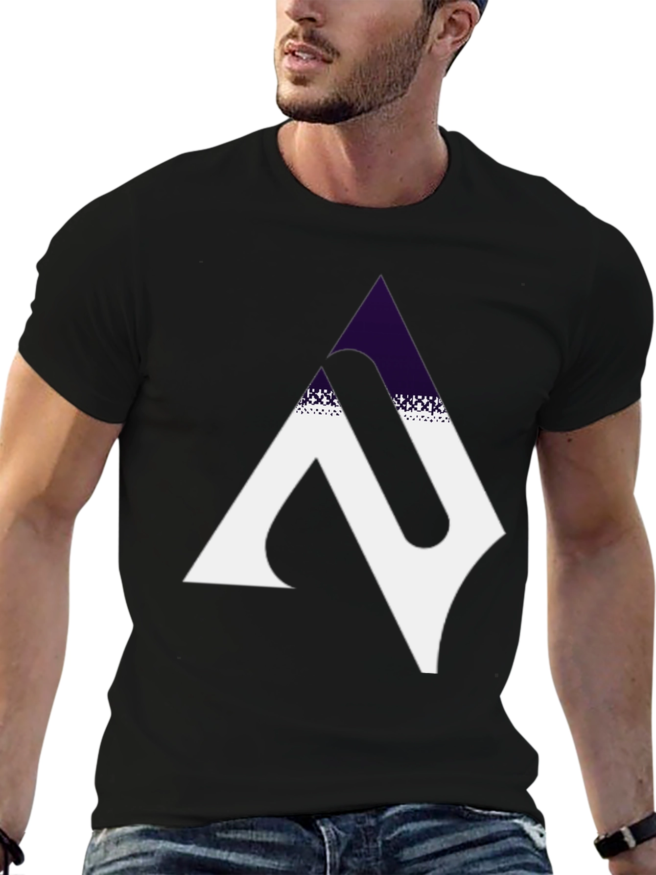 Modern Geometric Graphic Black T-Shirt