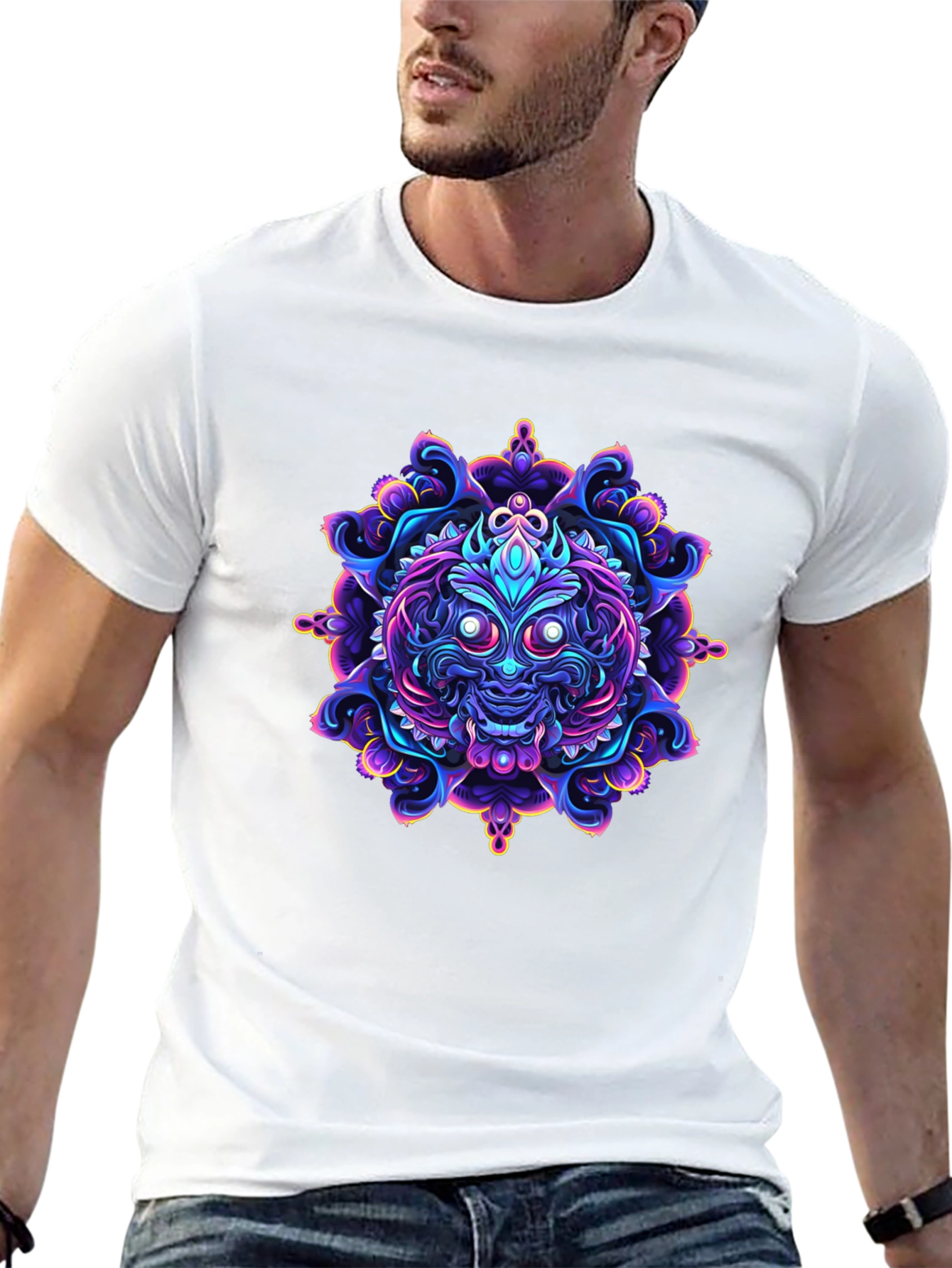 Vibrant Mandala Art Black T-Shirt