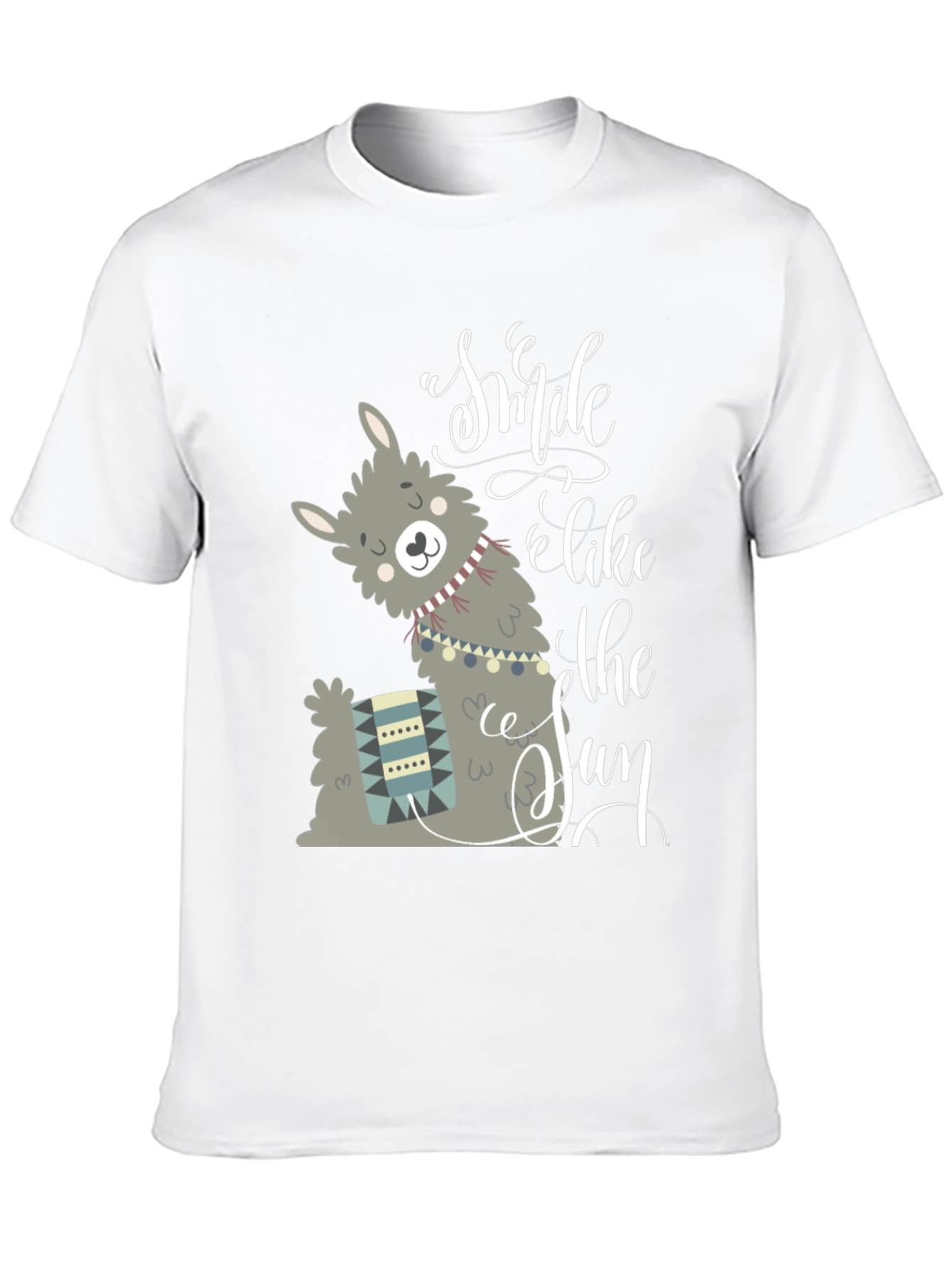 Llama Smile Like The Sun Black Graphic T-Shirt