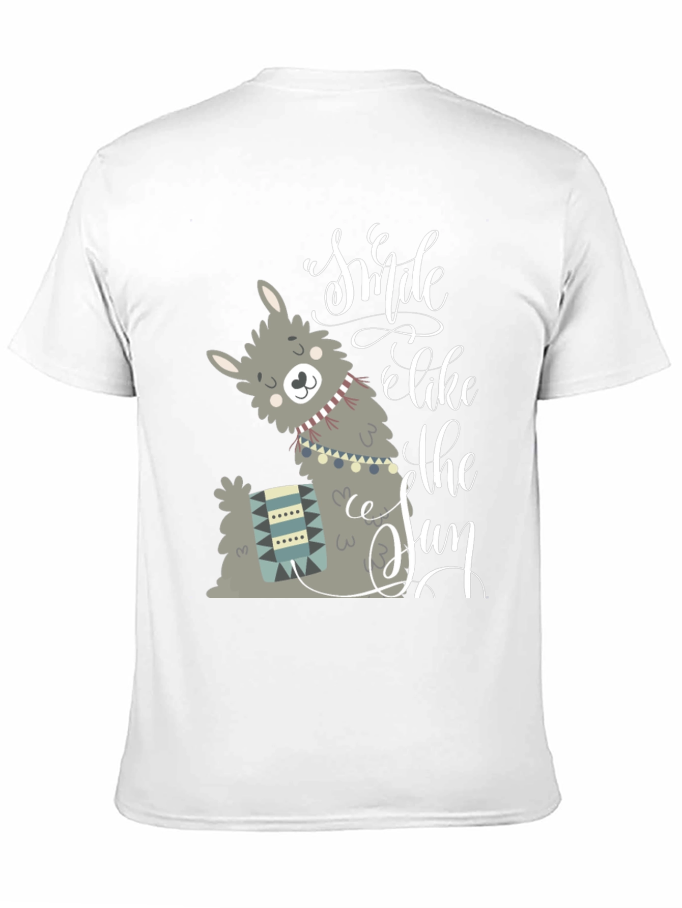 Llama Smile Like The Sun Black Graphic T-Shirt