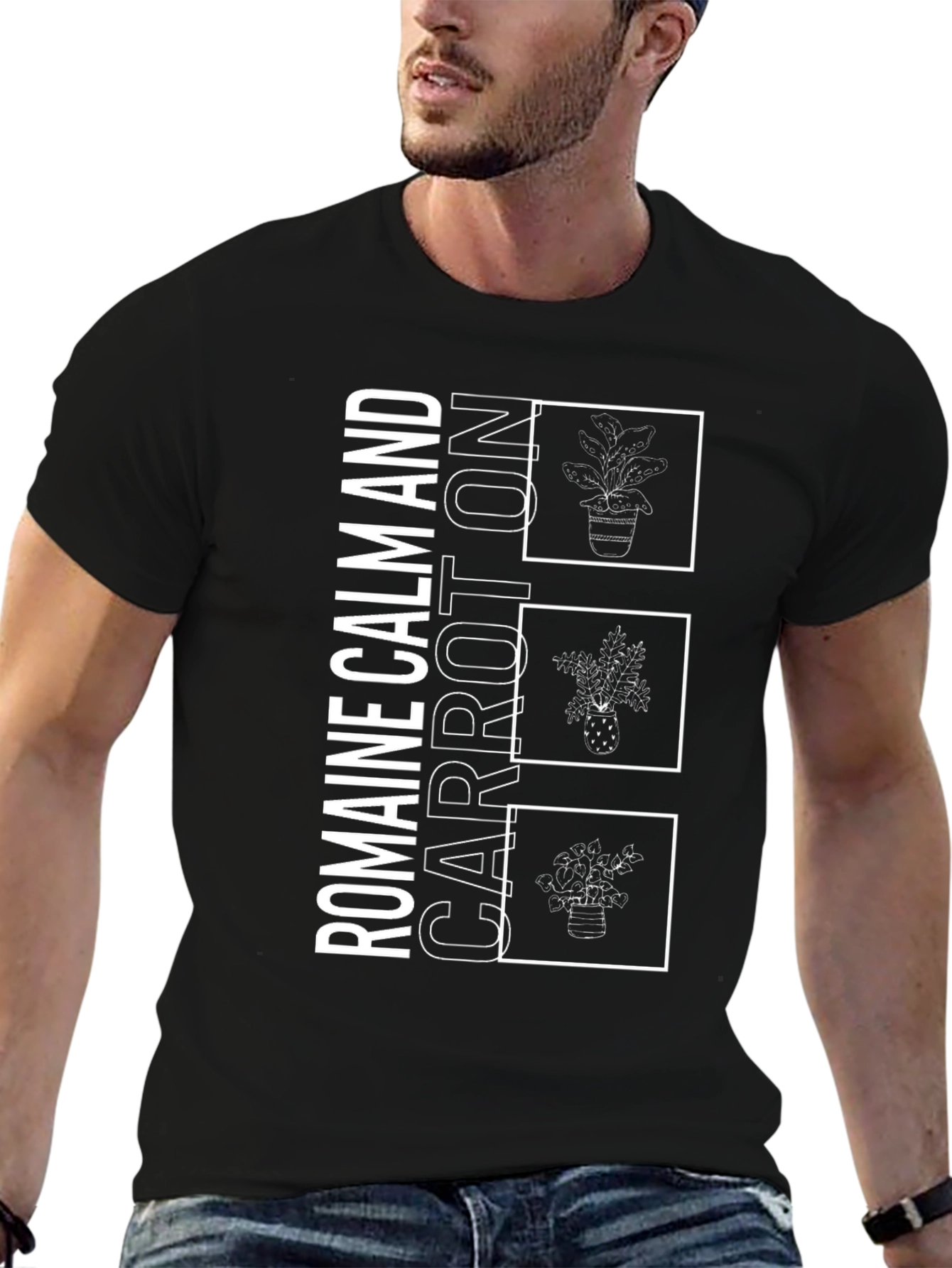 Romaine Calm and Carrot On Black Graphic Tee