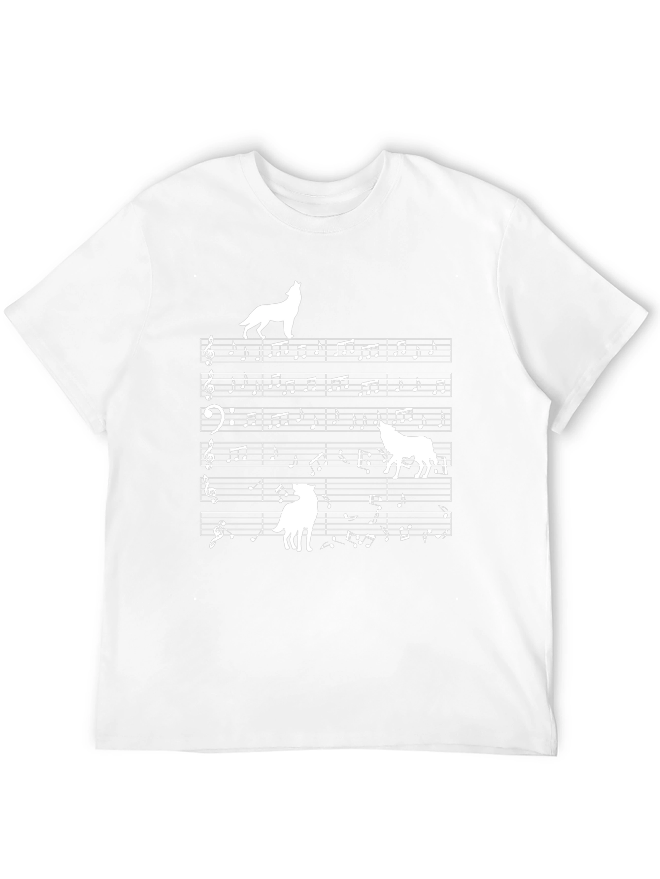 Wolf Music Note Graphic Black T-Shirt