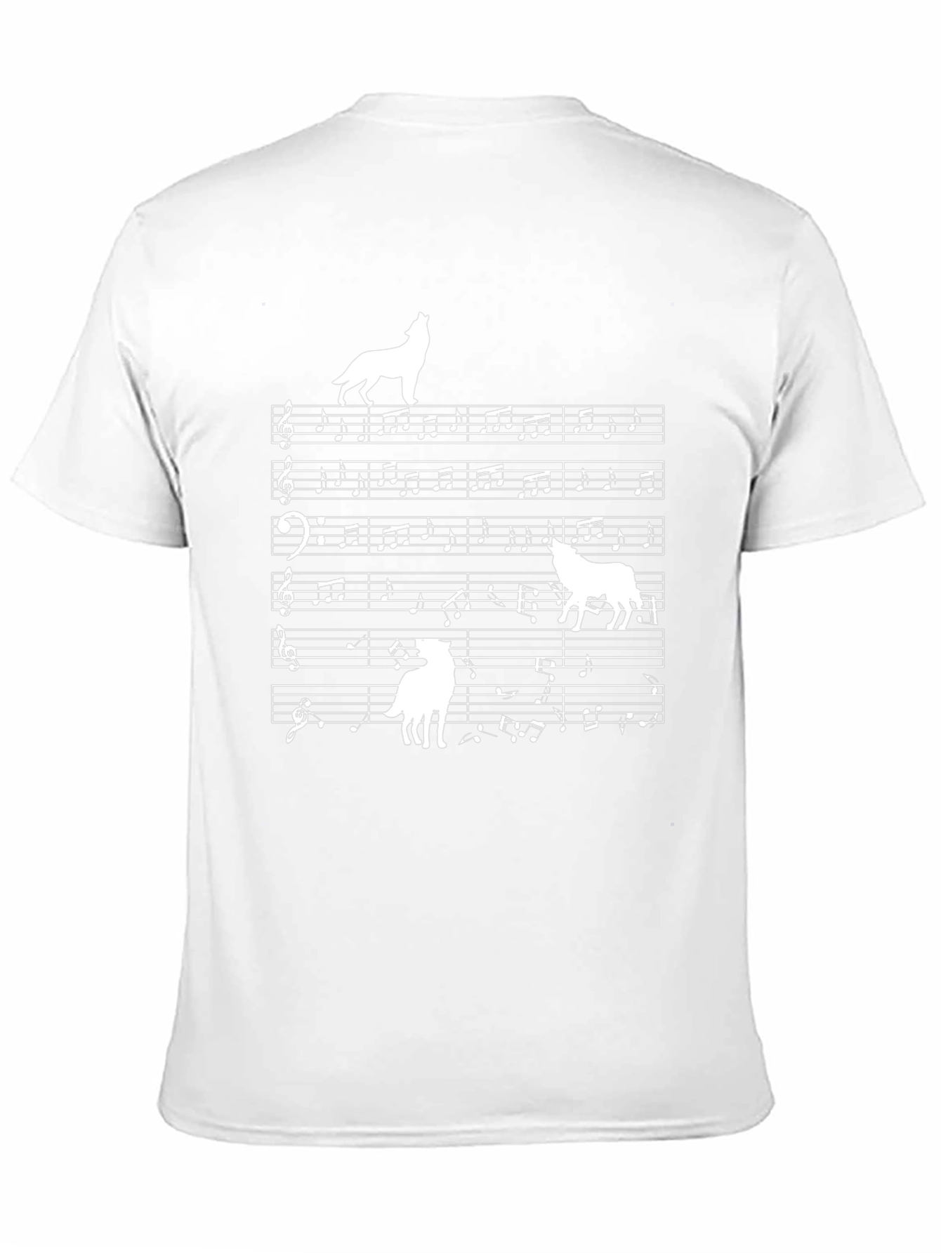 Wolf Music Note Graphic Black T-Shirt