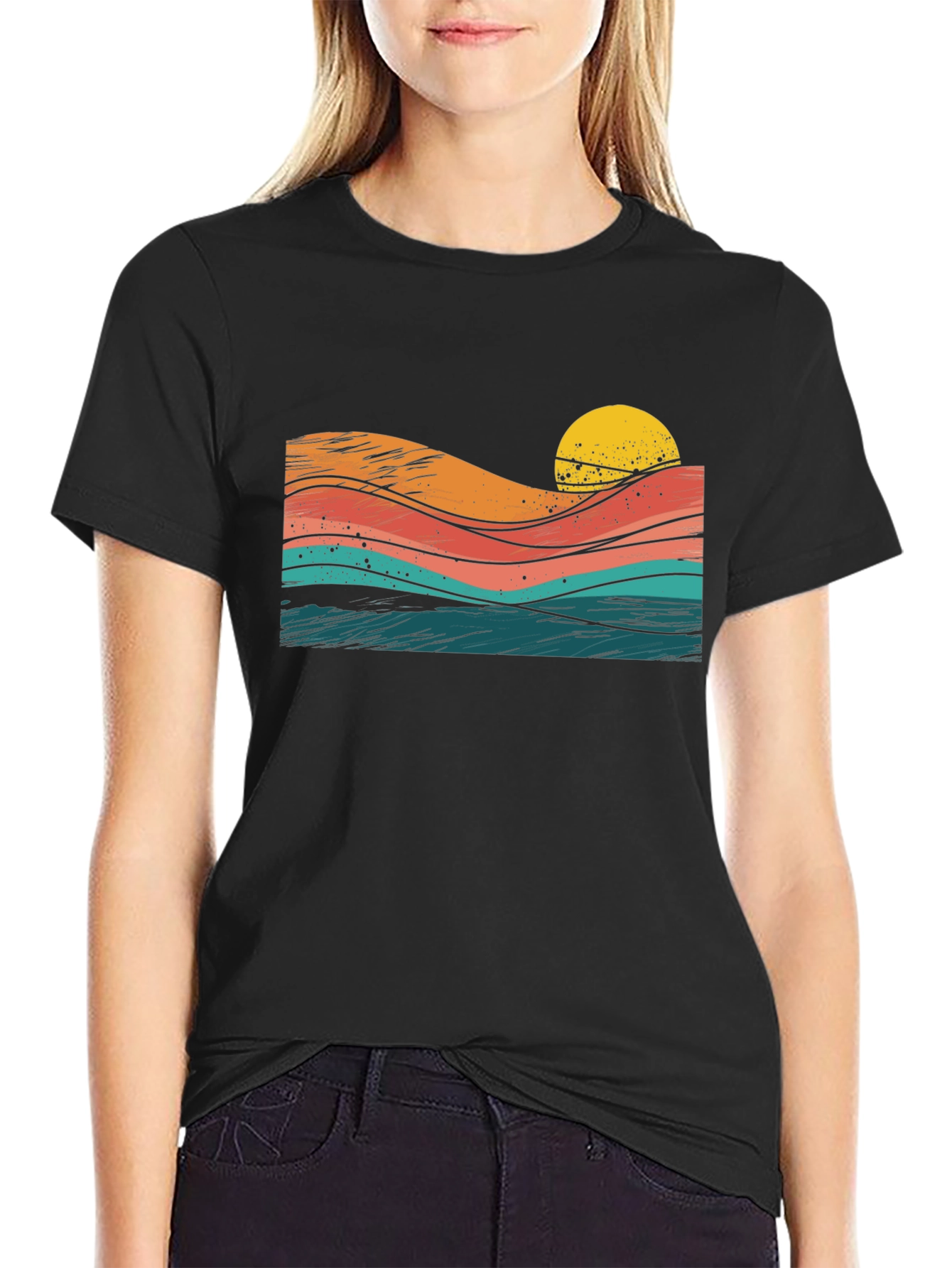 Retro Sunset Waves Graphic Tee