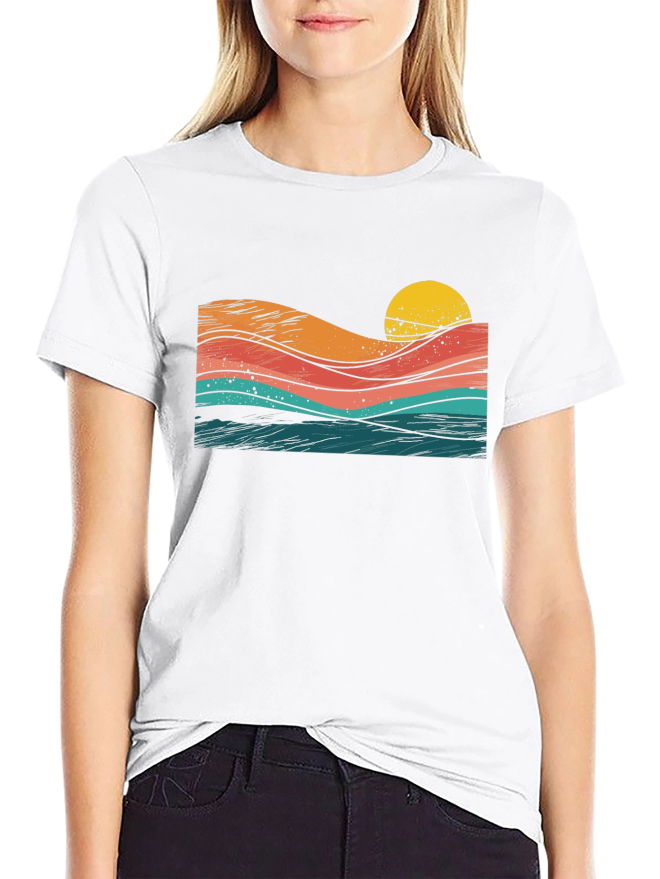 Retro Sunset Waves Graphic Tee