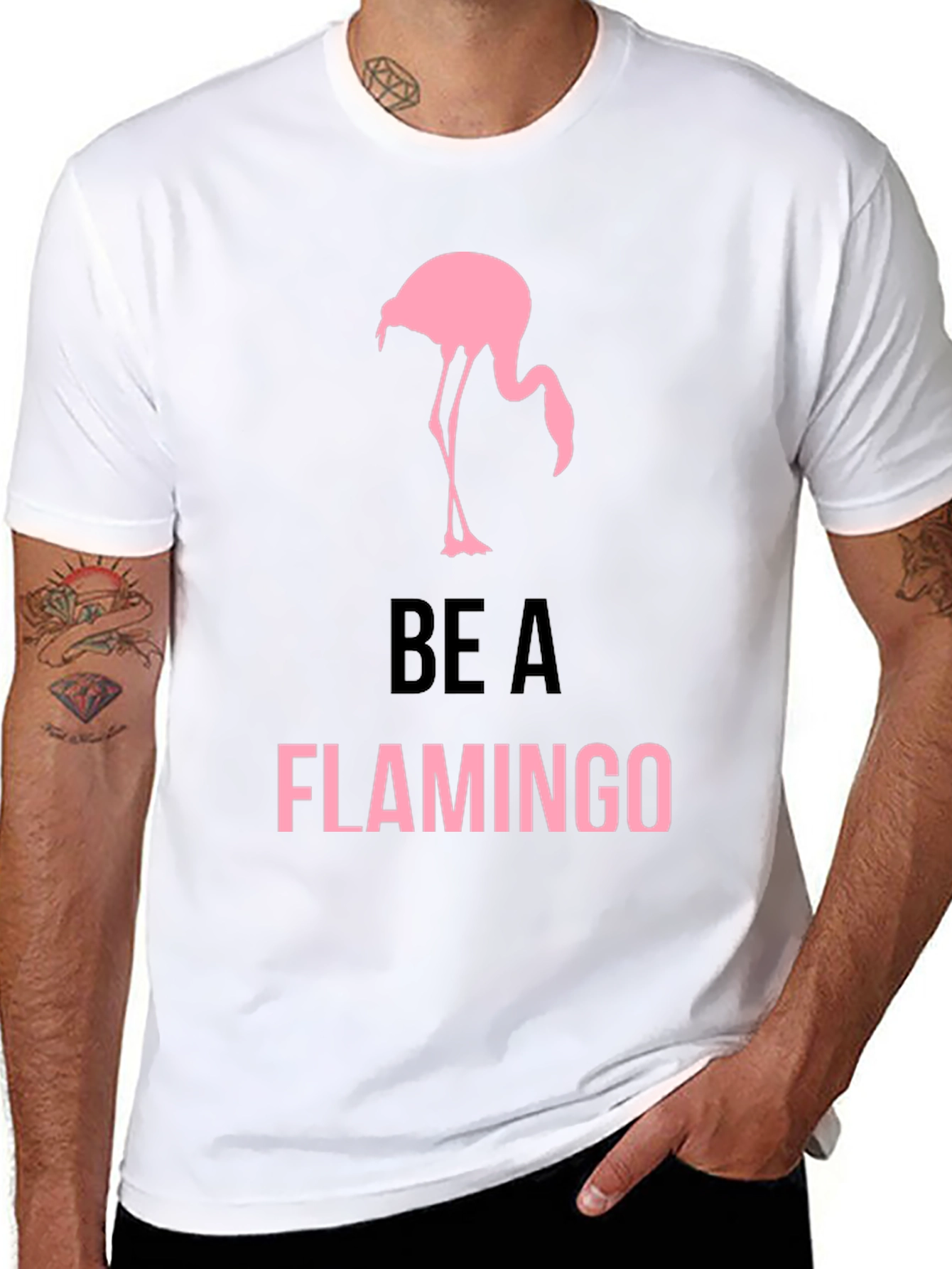 Be a Flamingo T-Shirt - Mens Black Graphic Tee