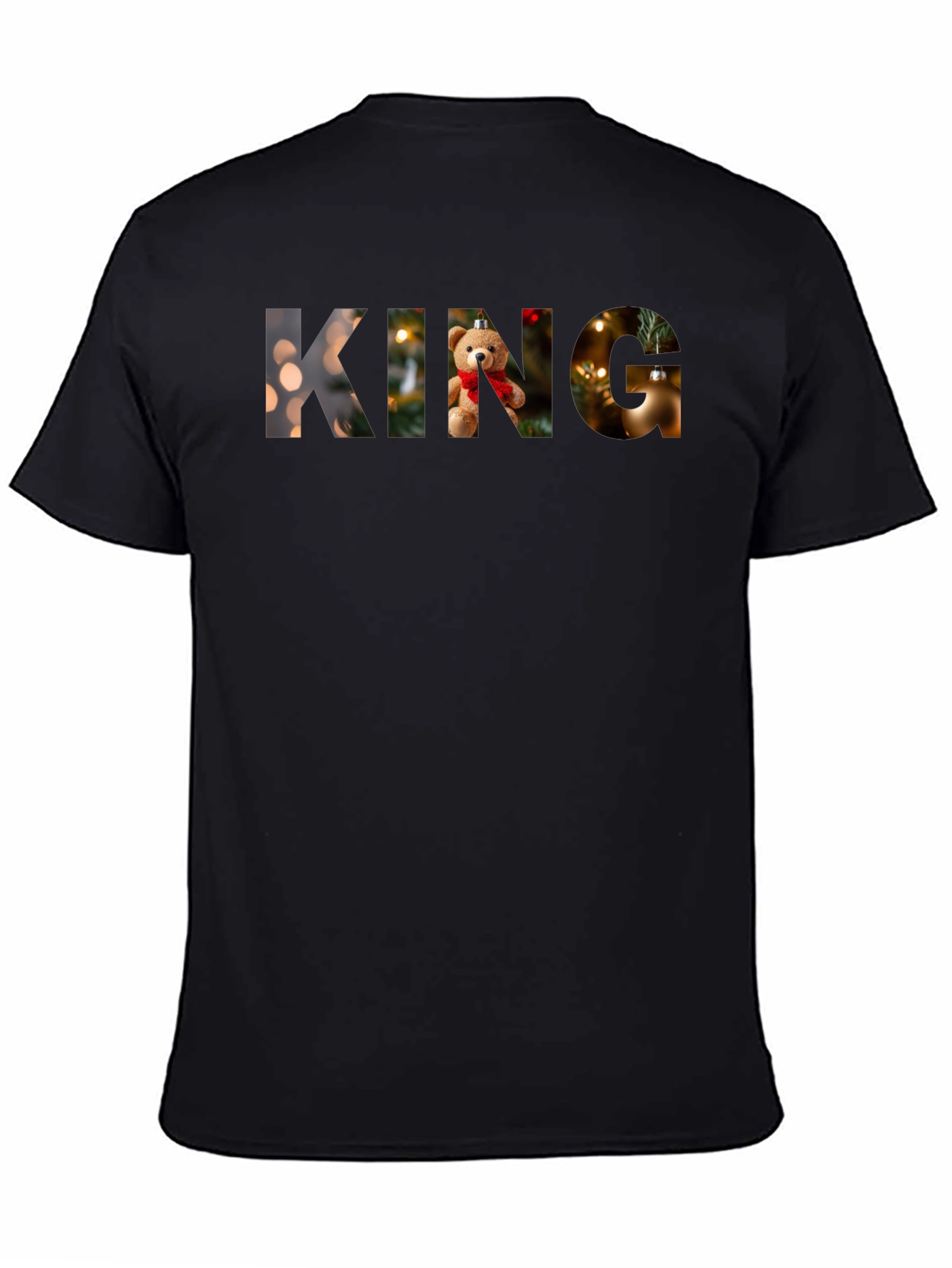 King Christmas Teddy Bear Holiday Graphic T-Shirt